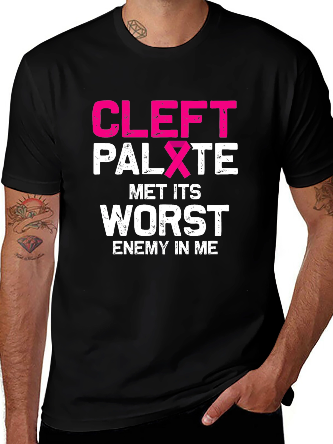 Variant 12 of Cleft Palate Awareness T-Shirt - Met Its Worst Enemy In Me