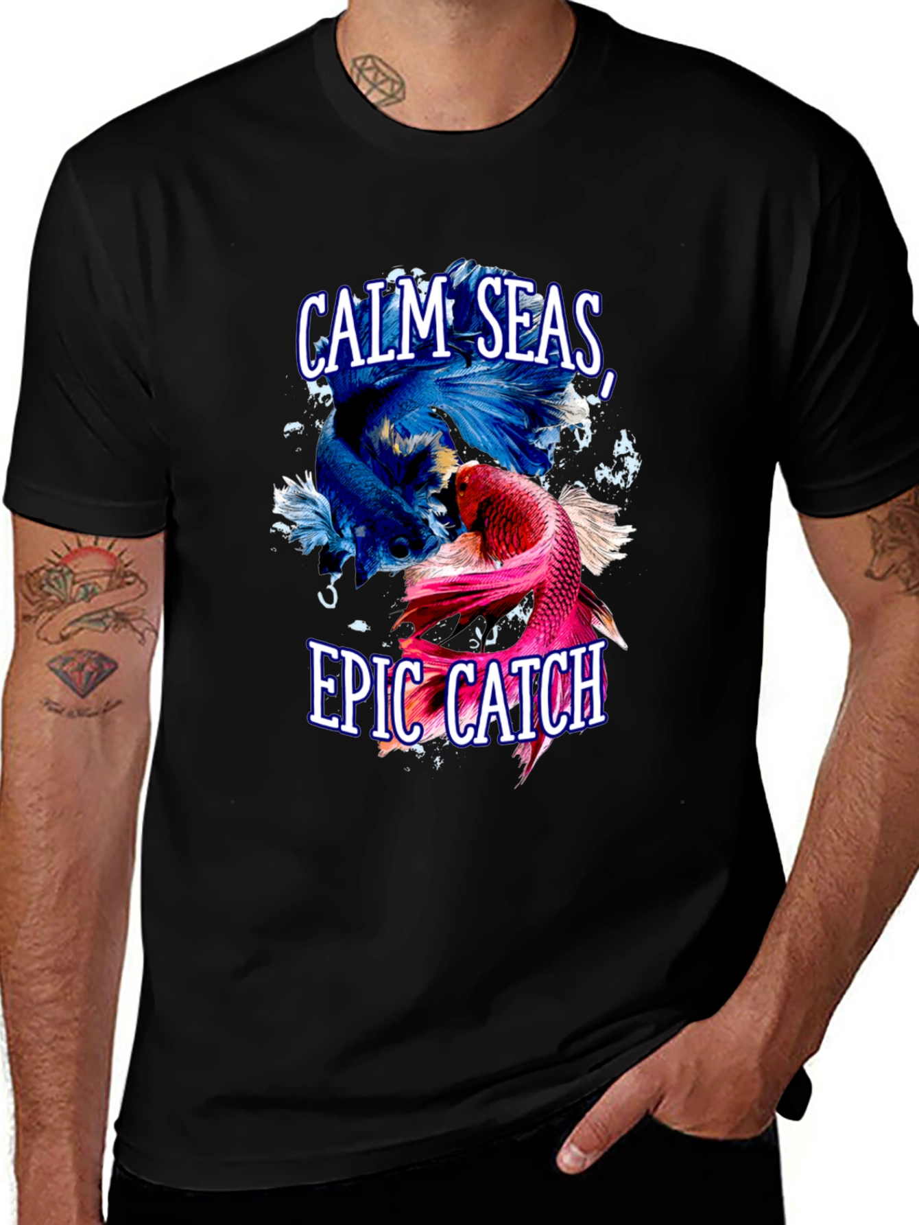 Variant 17 of Calm Seas Epic Catch Betta Fish Graphic T-Shirt