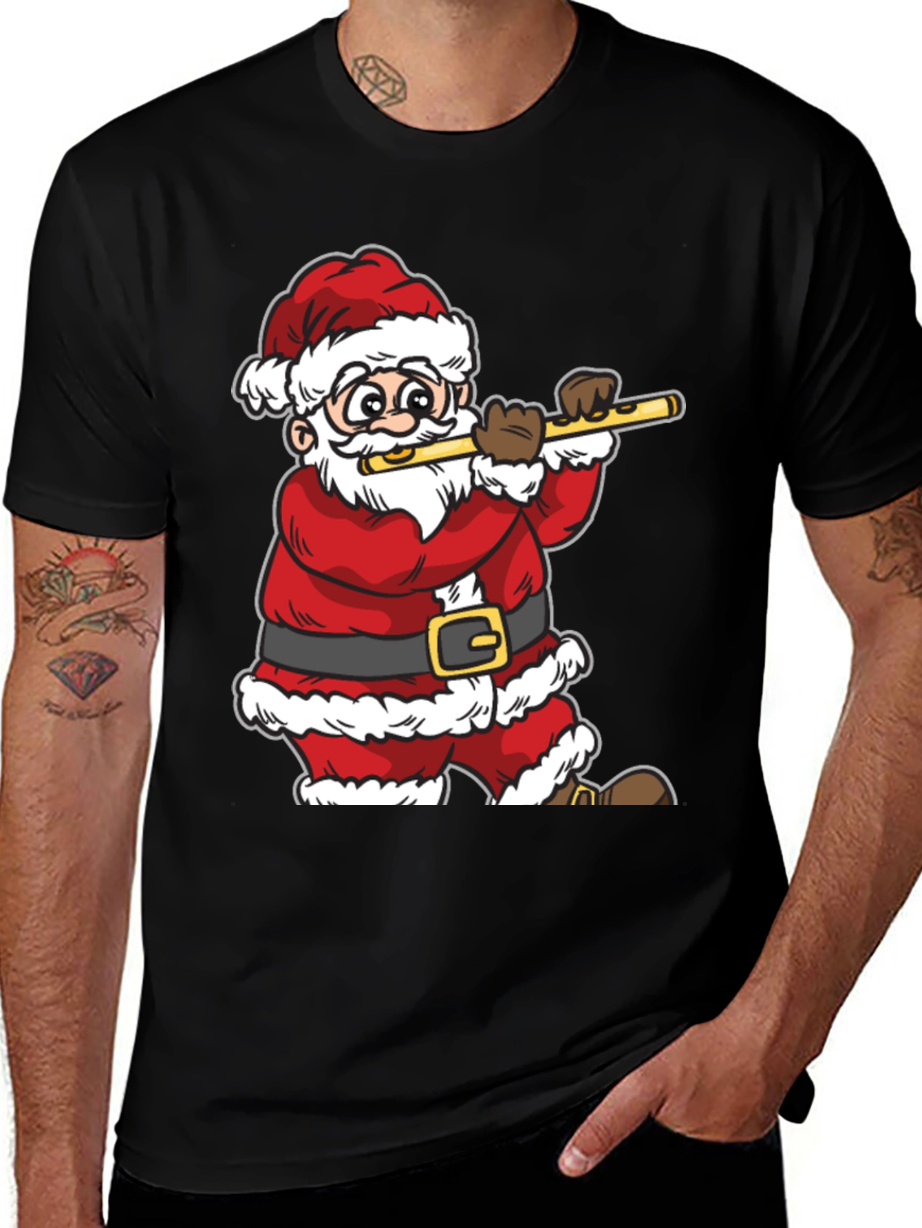 Santa Claus Playing Flute T-Shirt