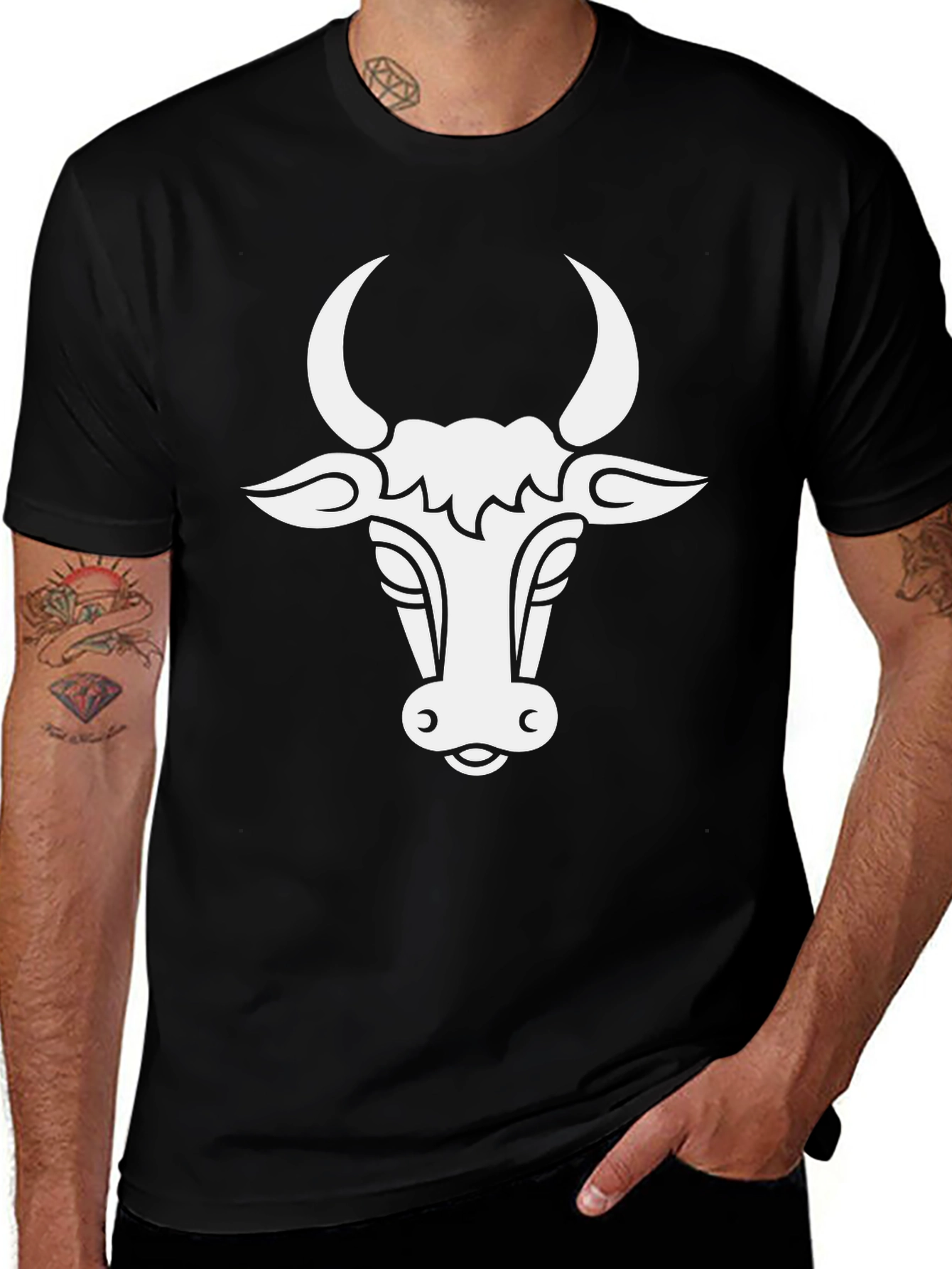 Bull Graphic Tee - Black Cotton Comfort