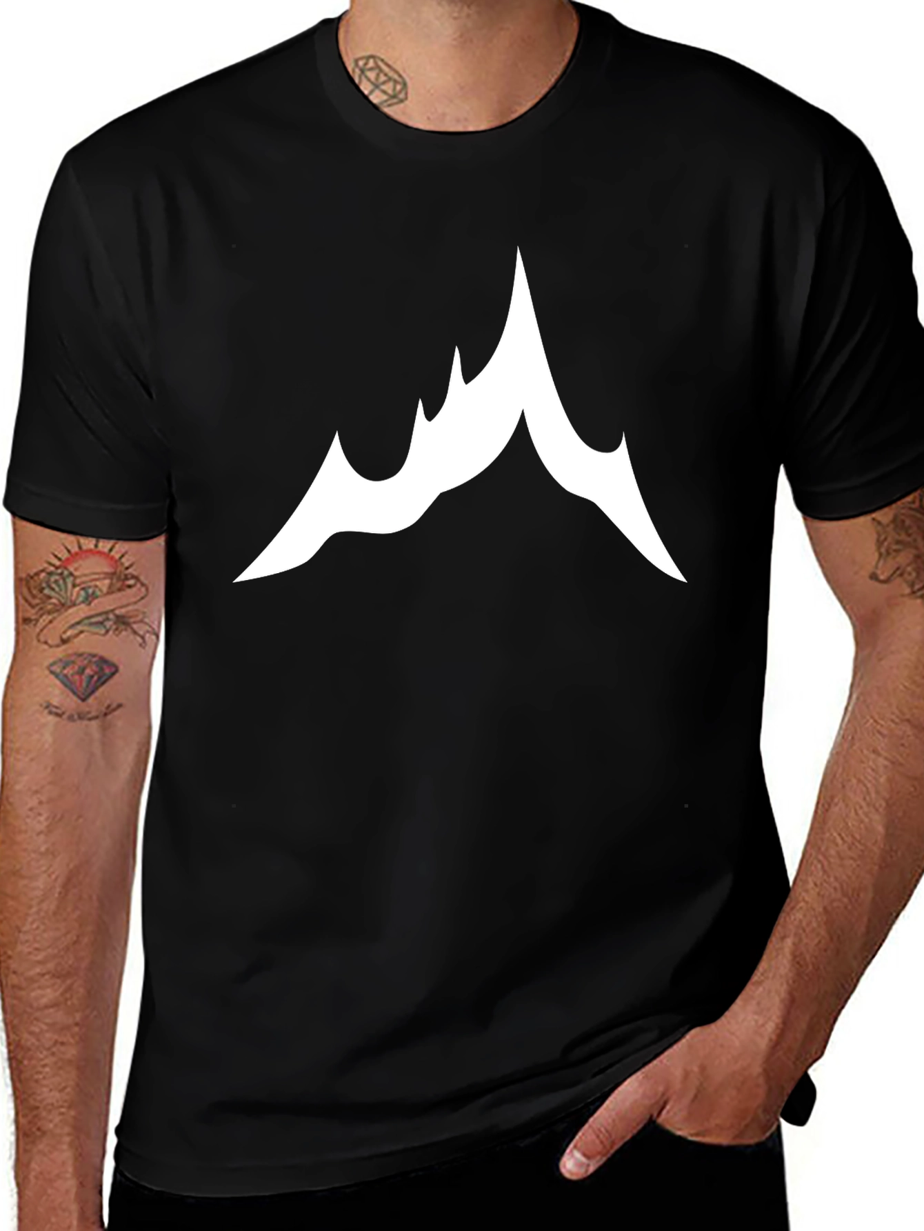 Variant 27 of Mountain Peak Graphic Tee - Black Cotton T-Shirt