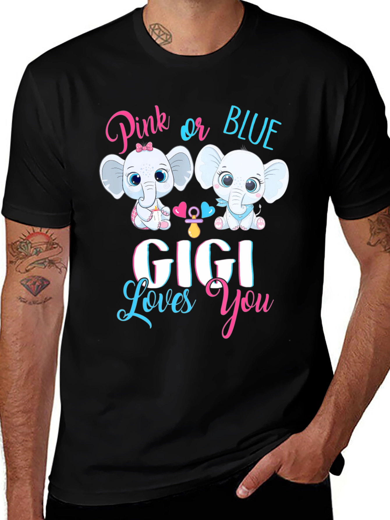 Pink or Blue Gigi Loves You Baby Shower T-Shirt