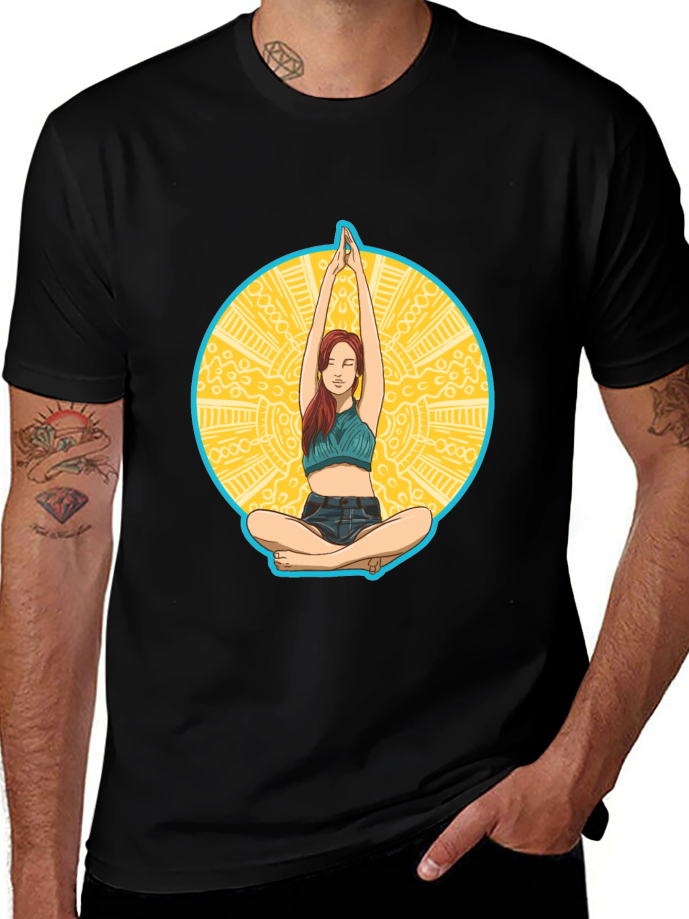 Variant 19 of Yoga Pose Graphic Tee - Black