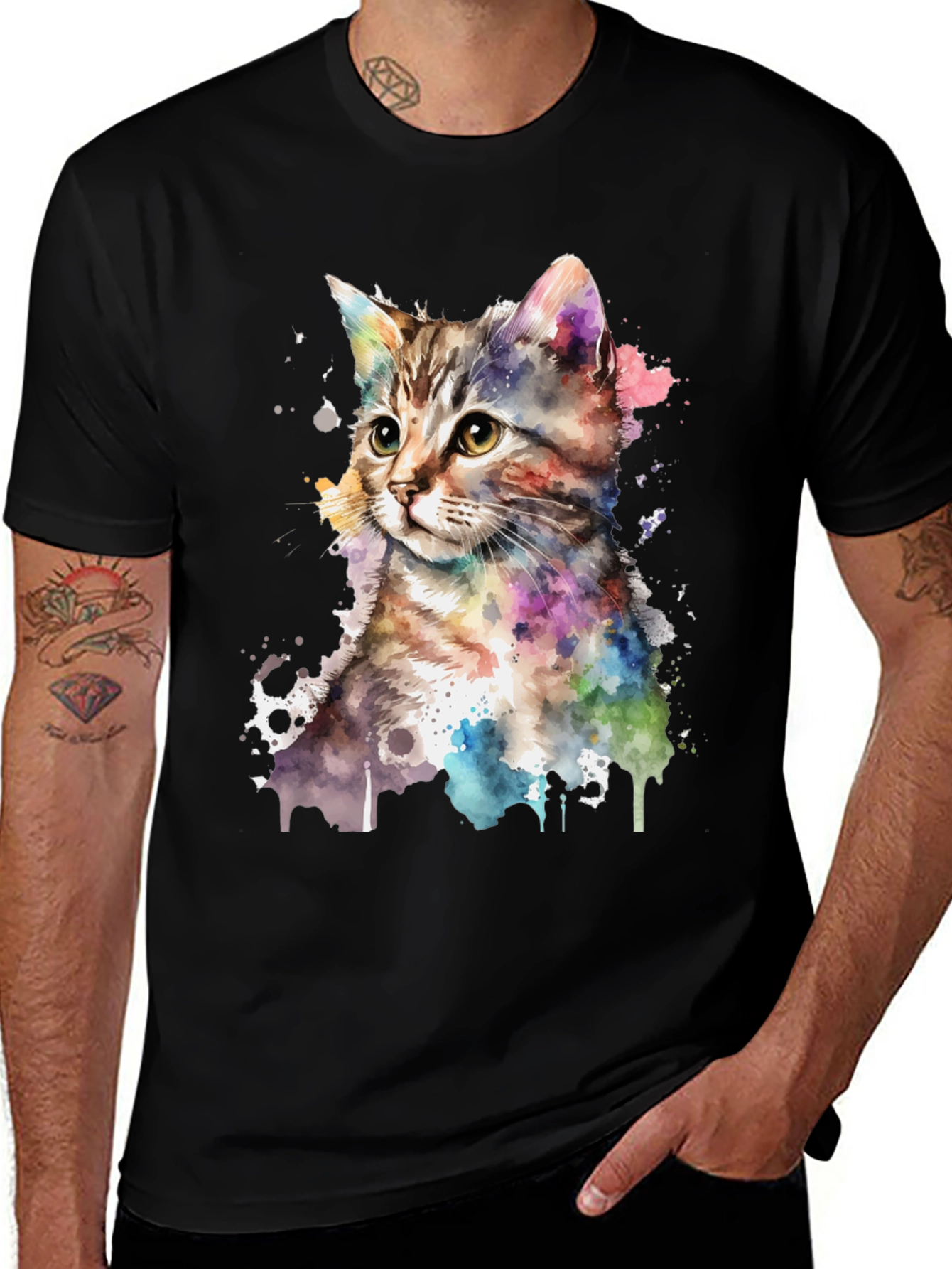 Variant 2 of Watercolor Cat Graphic Tee