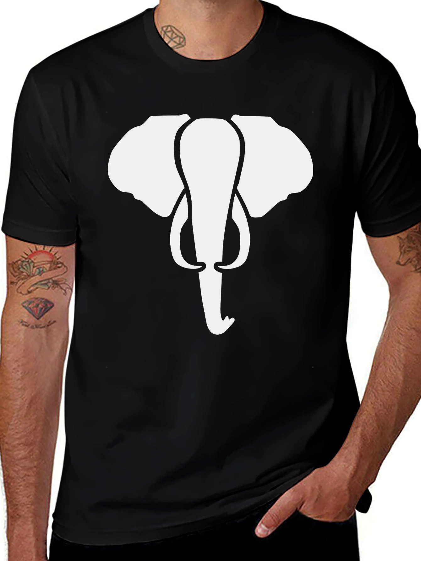 Variant 6 of Elephant Graphic Tee - Black Cotton T-Shirt