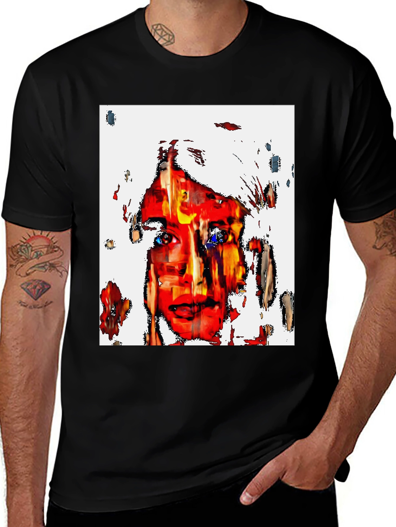 Variant 6 of Abstract Face Graphic Black T-Shirt