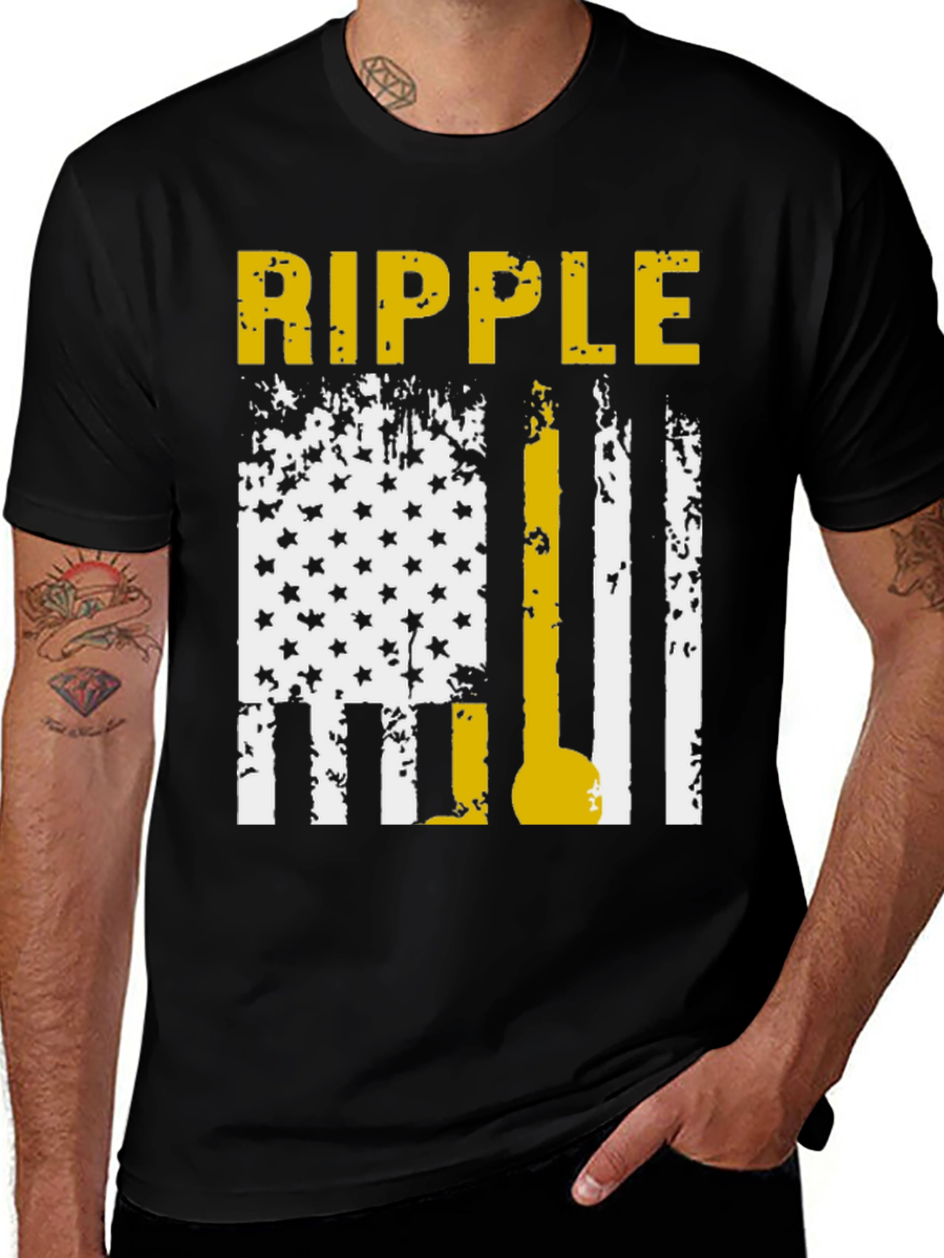 Ripple T-Shirt: Distressed American Flag Design