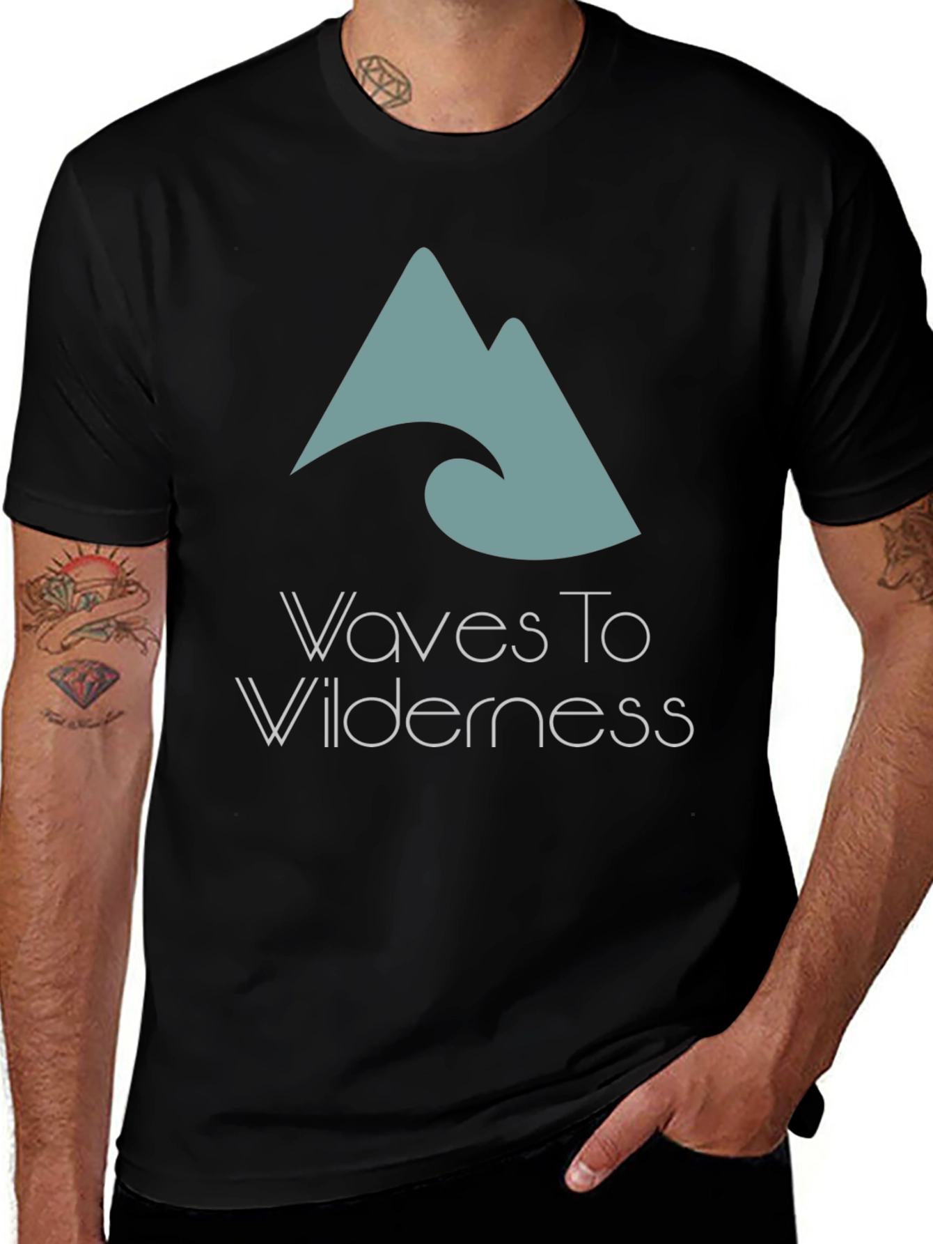 Variant 23 of Waves To Wilderness Graphic Tee - Black Cotton Comfort