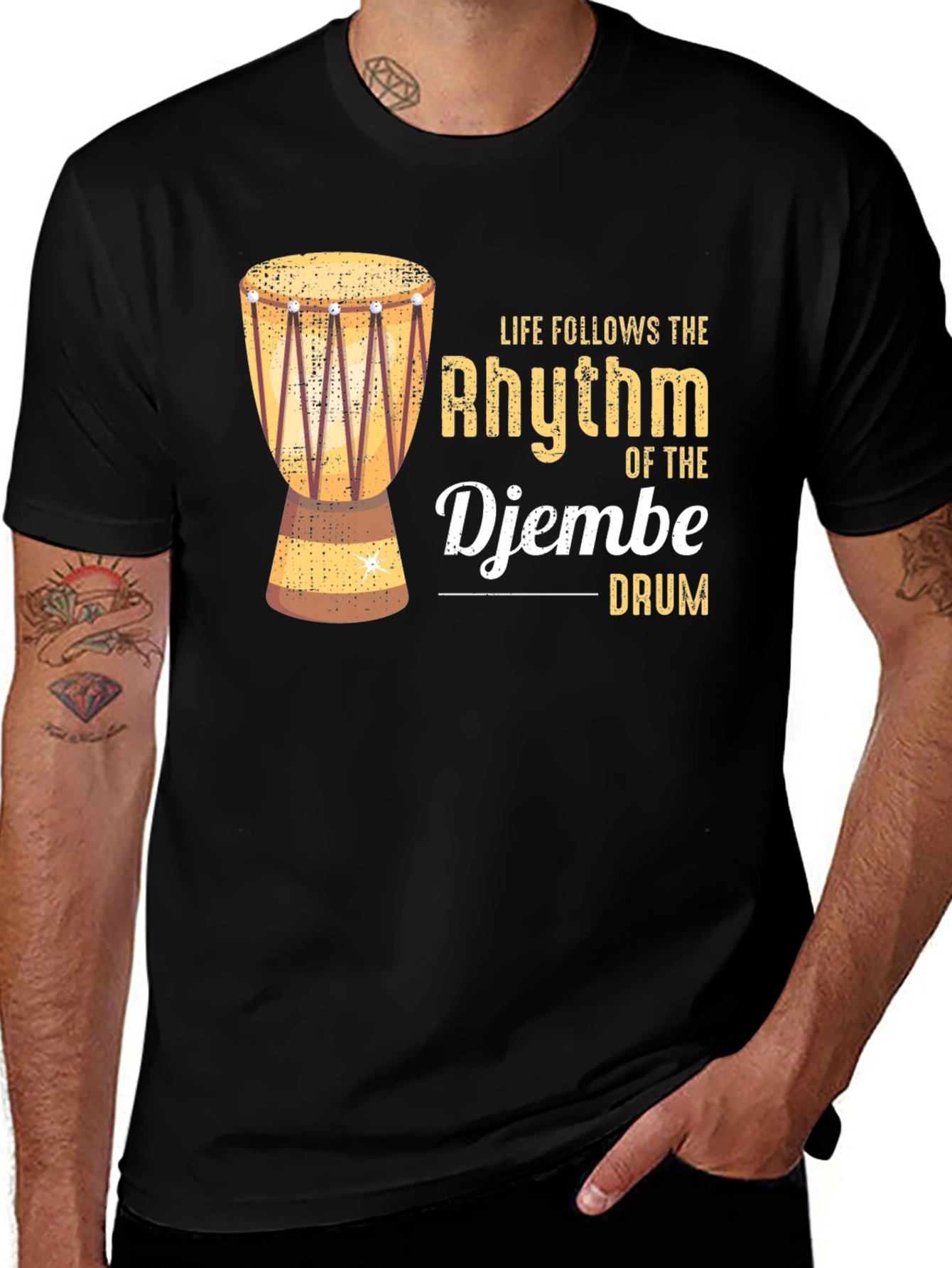 Variant 30 of Djembe Drum Rhythm Black T-Shirt