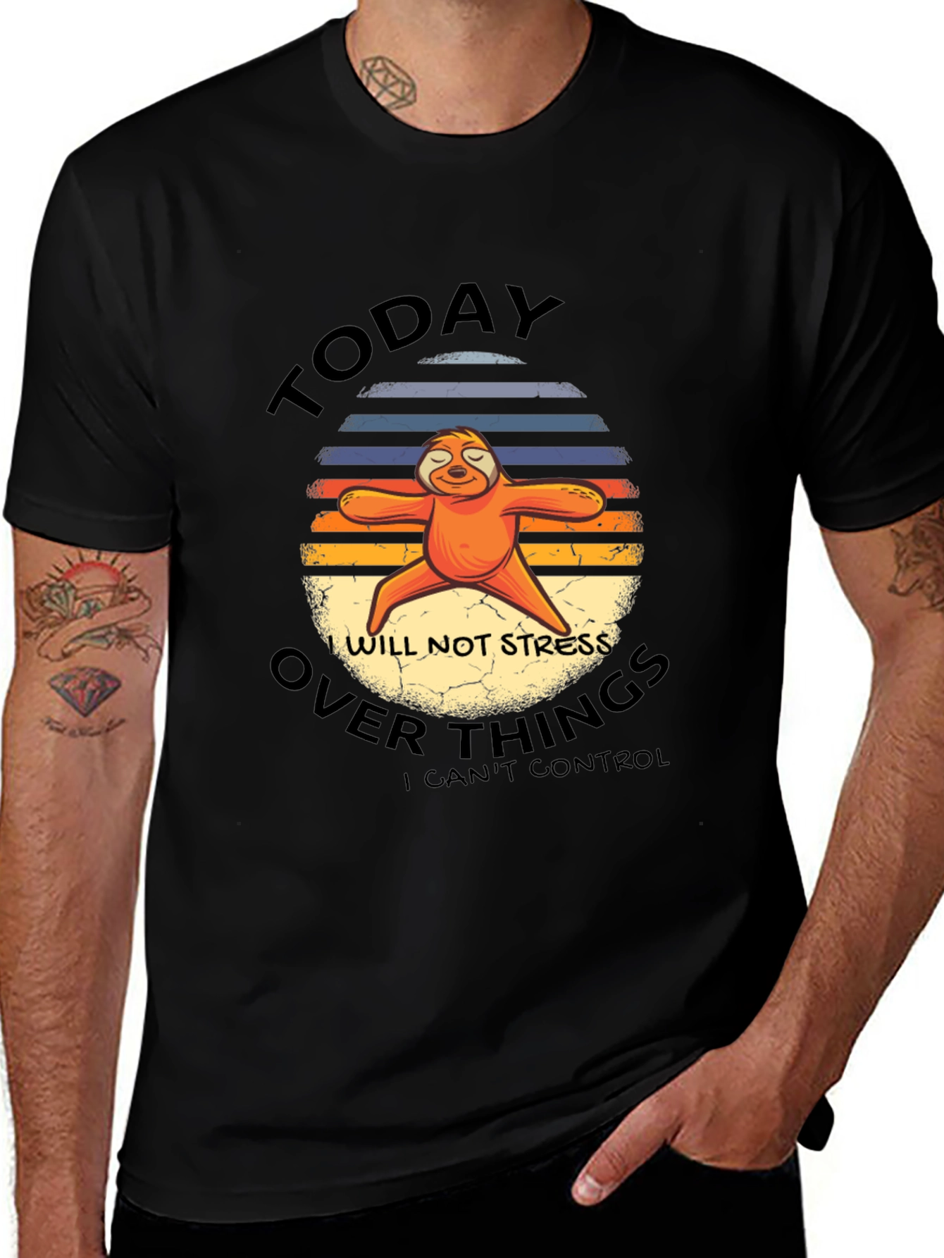 Variant 30 of Funny Sloth Yoga T-Shirt - No Stress