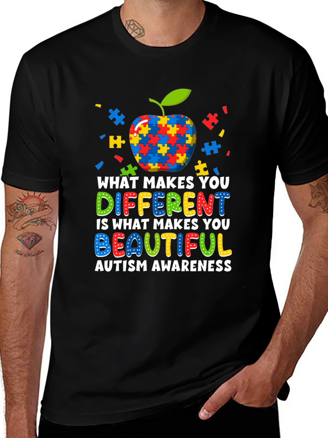 Autism Awareness Apple Puzzle T-Shirt