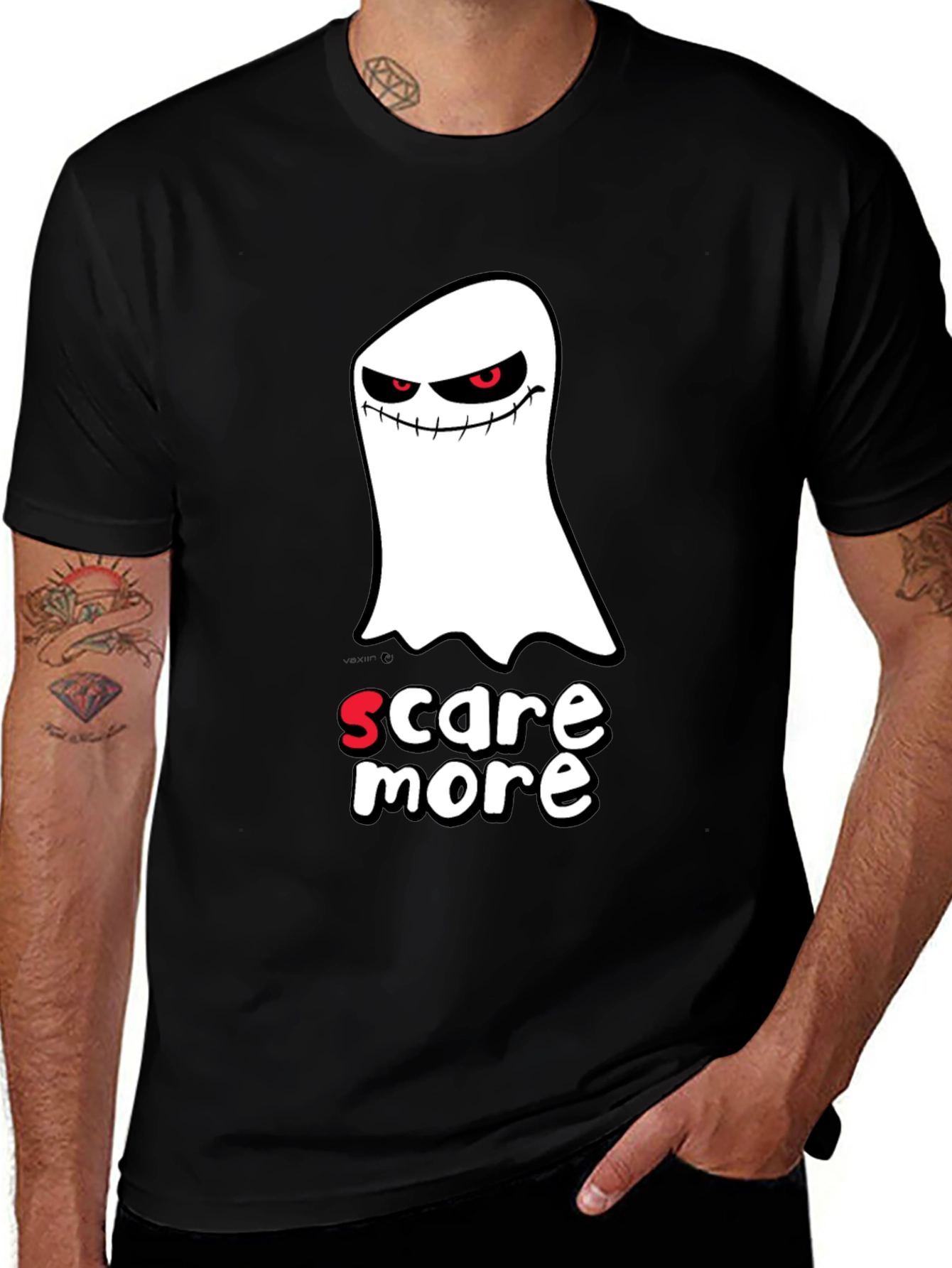 Variant 22 of Spooky Ghost 'Scare More' Graphic T-Shirt