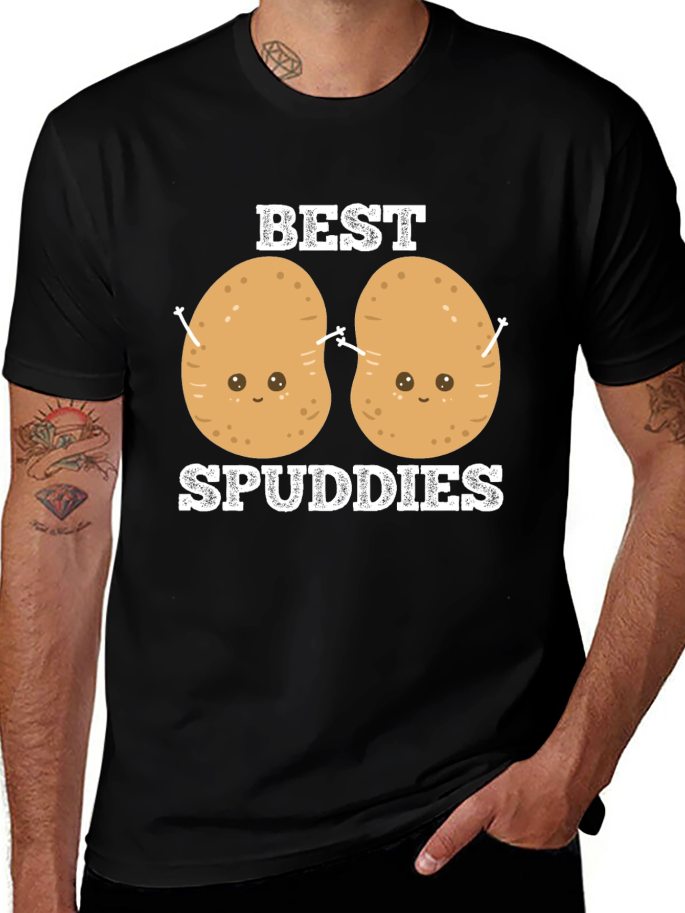 Variant 18 of Best Spuddies Black T-Shirt Funny Potato Graphic Tee