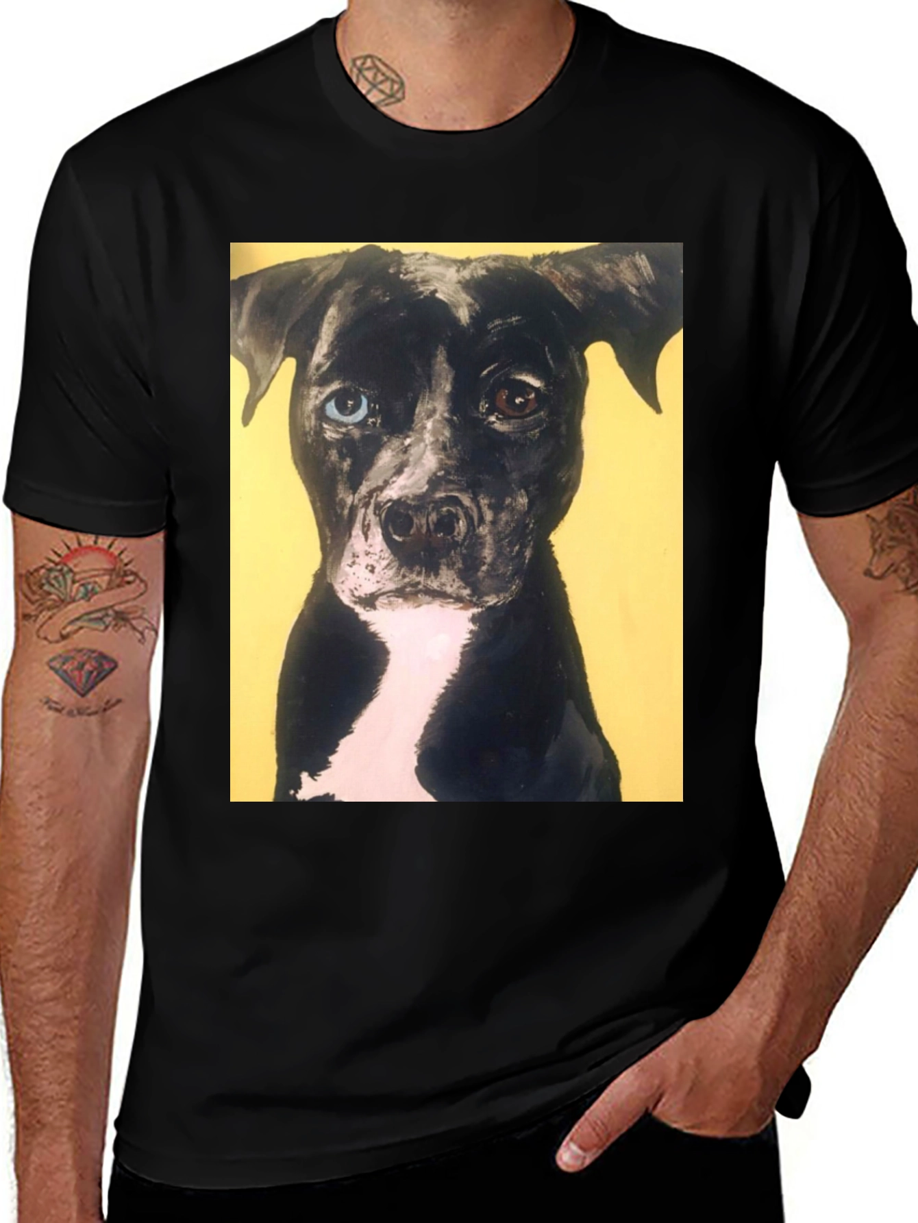 Black Dog Portrait Tee - Heterochromia Eyes main image