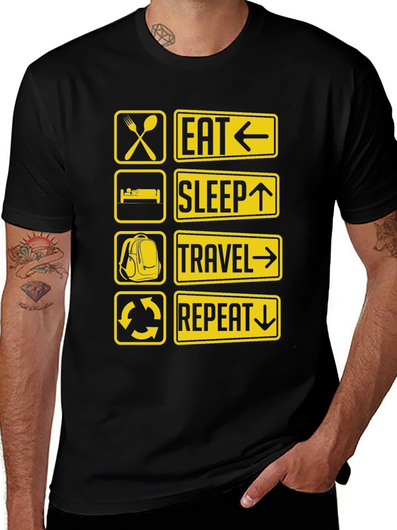 Variant 4 of Eat Sleep Travel Repeat T-Shirt - Adventure Awaits!
