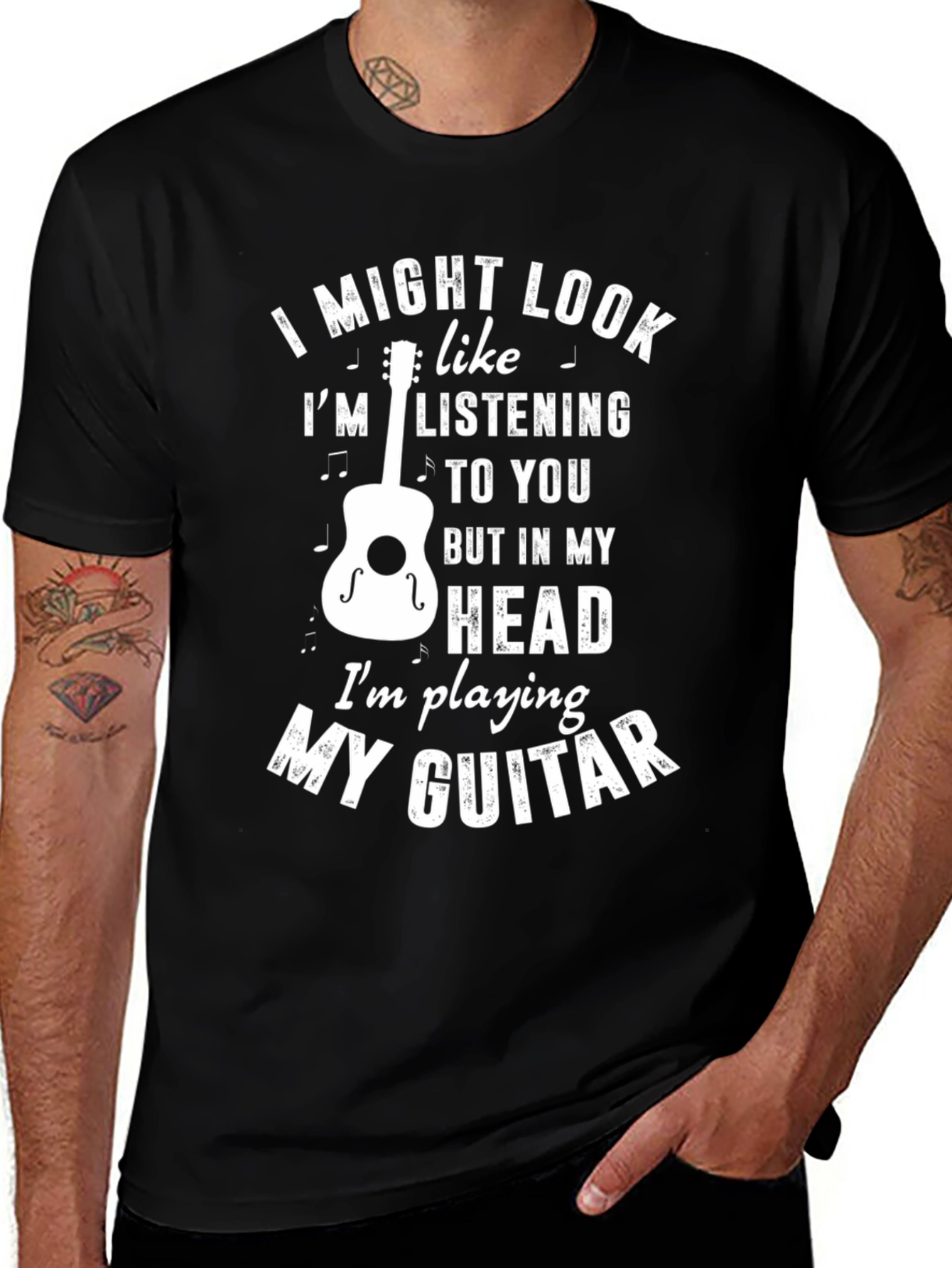 Variant 7 of Guitar Player T-Shirt: I Might Look Like I'm Listening