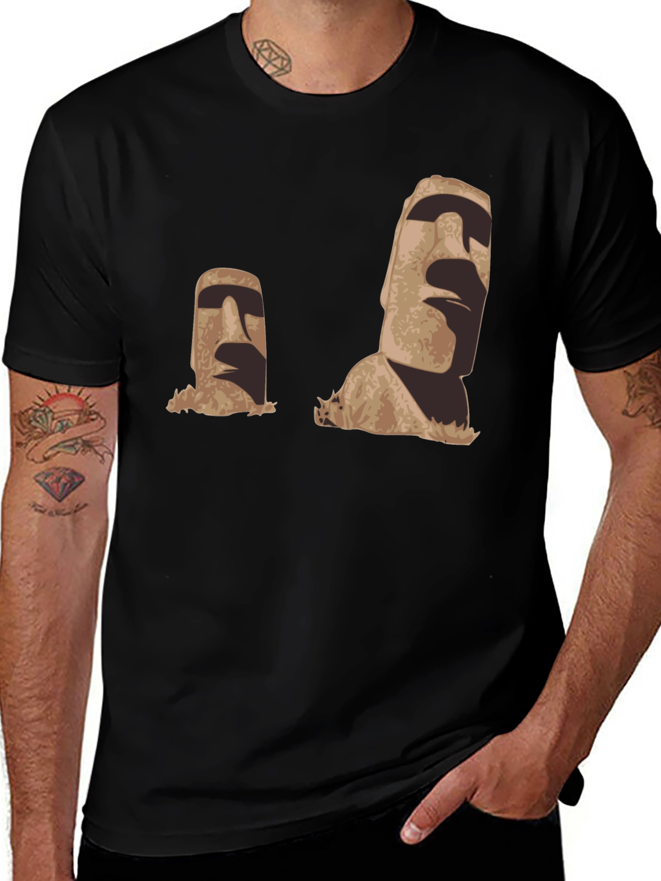 Moai Head Graphic Black T-Shirt
