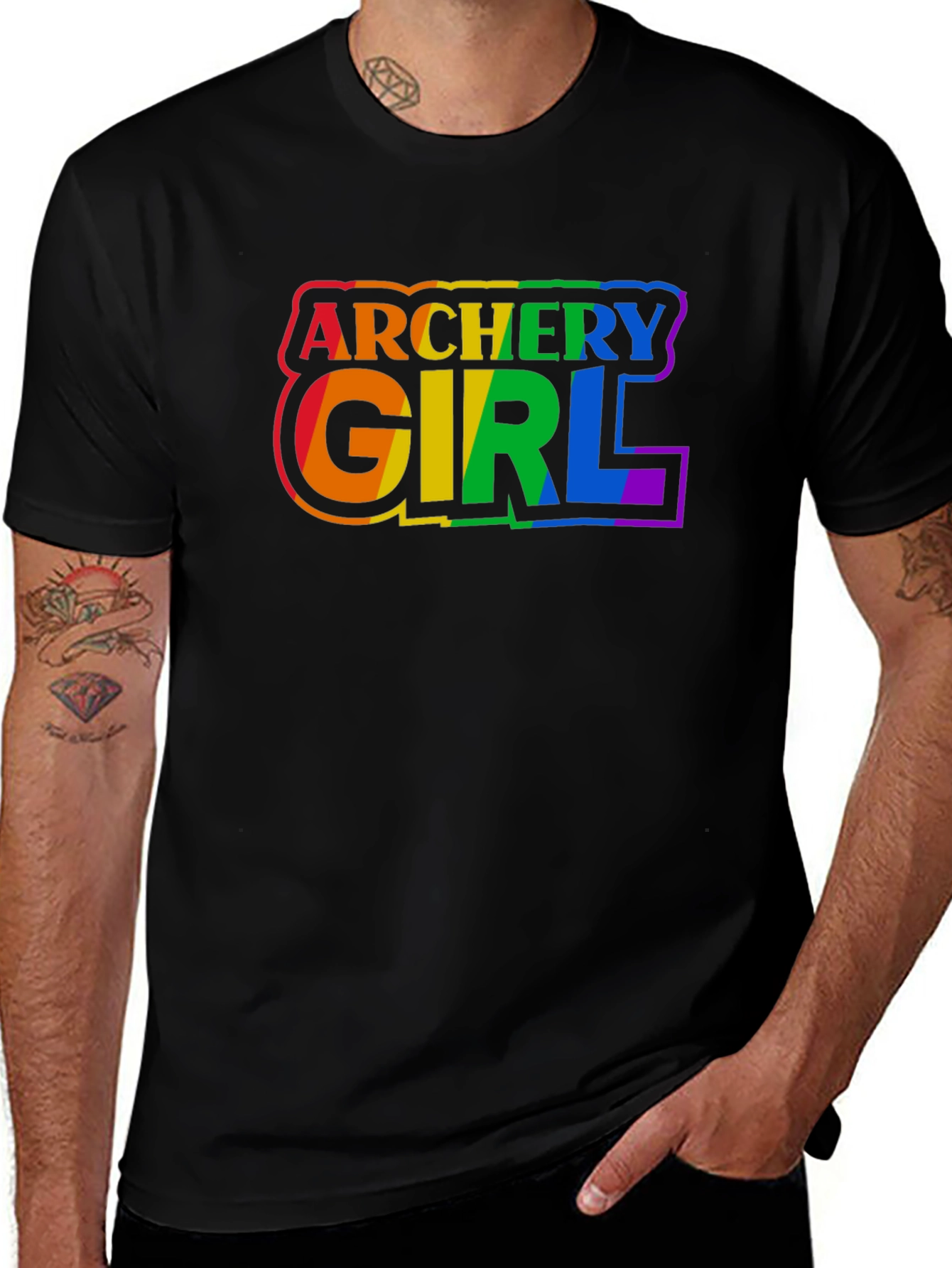 Variant 4 of Archery Girl Pride T-Shirt - Rainbow Graphic Tee