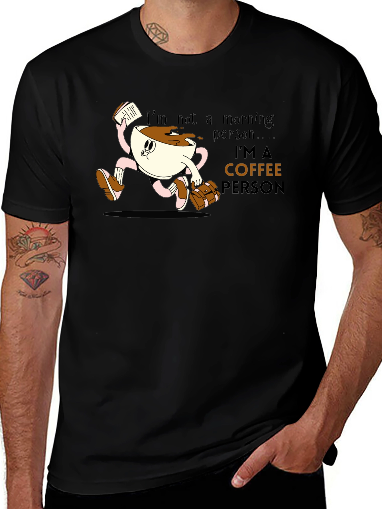 Variant 23 of Coffee Person T-Shirt Funny Cartoon Design