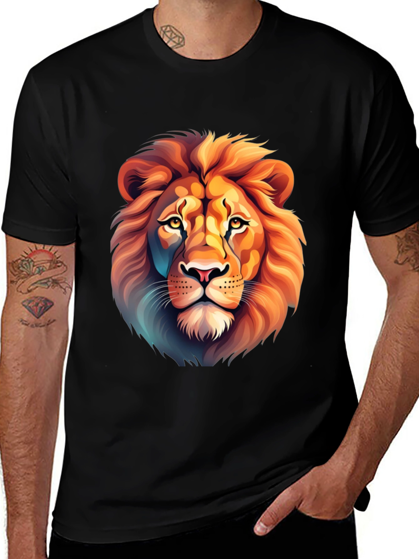 Lion Graphic Tee - Stylish Animal Print Shirt