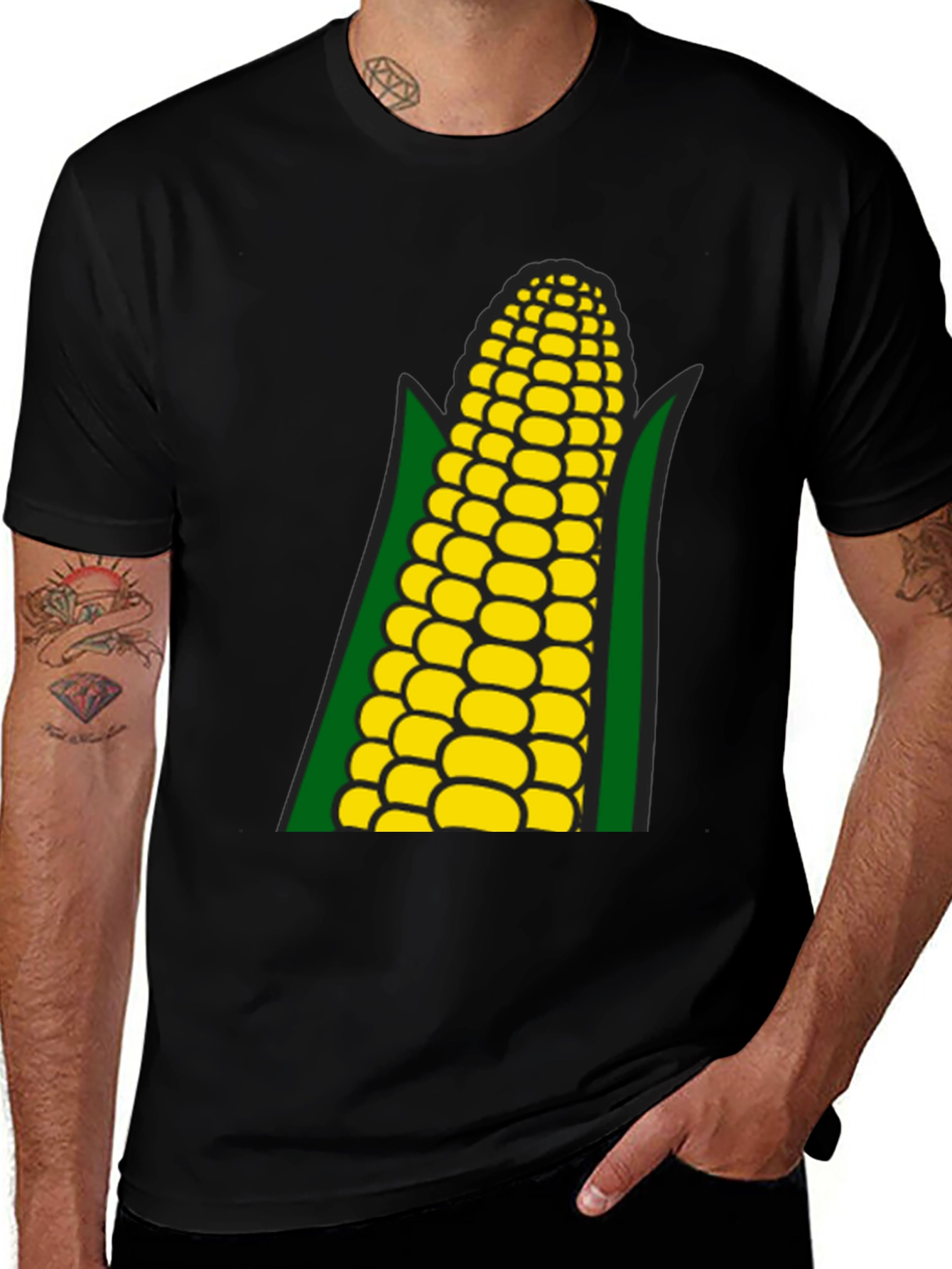 Variant 16 of Corn on the Cob Graphic Tee - Black Cotton T-Shirt