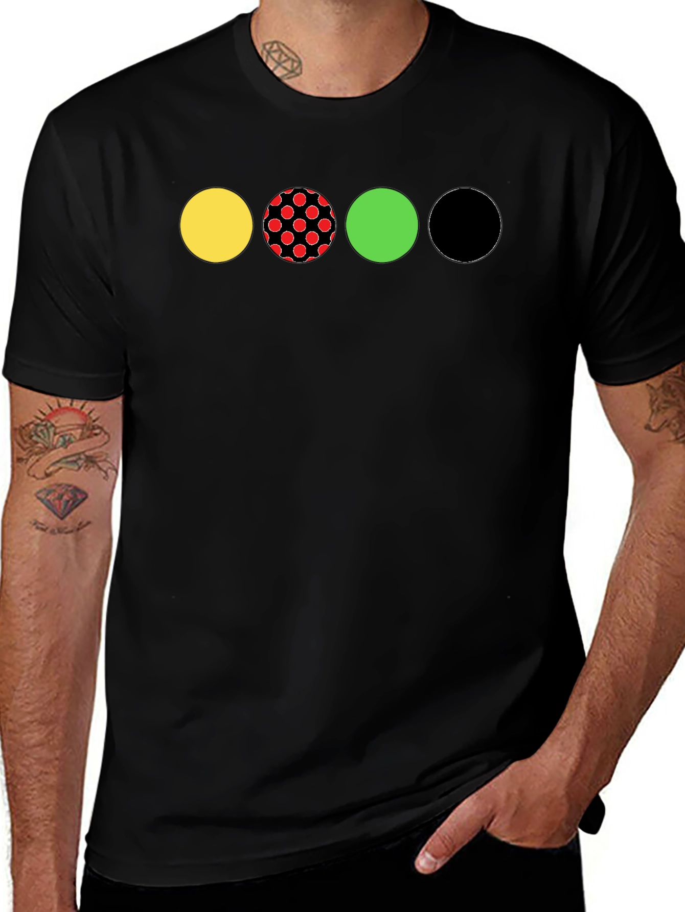 Variant 29 of Circle Pattern Black T-Shirt - Unique Design