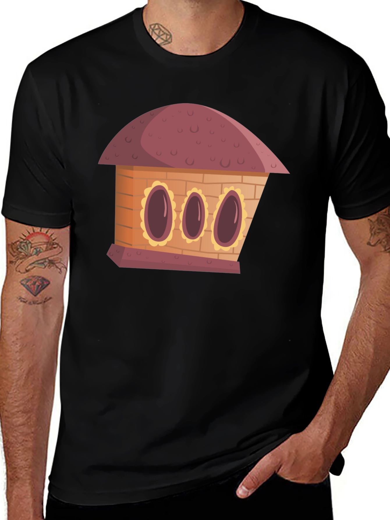 Variant 18 of Cartoon House Graphic Tee - Unique Design