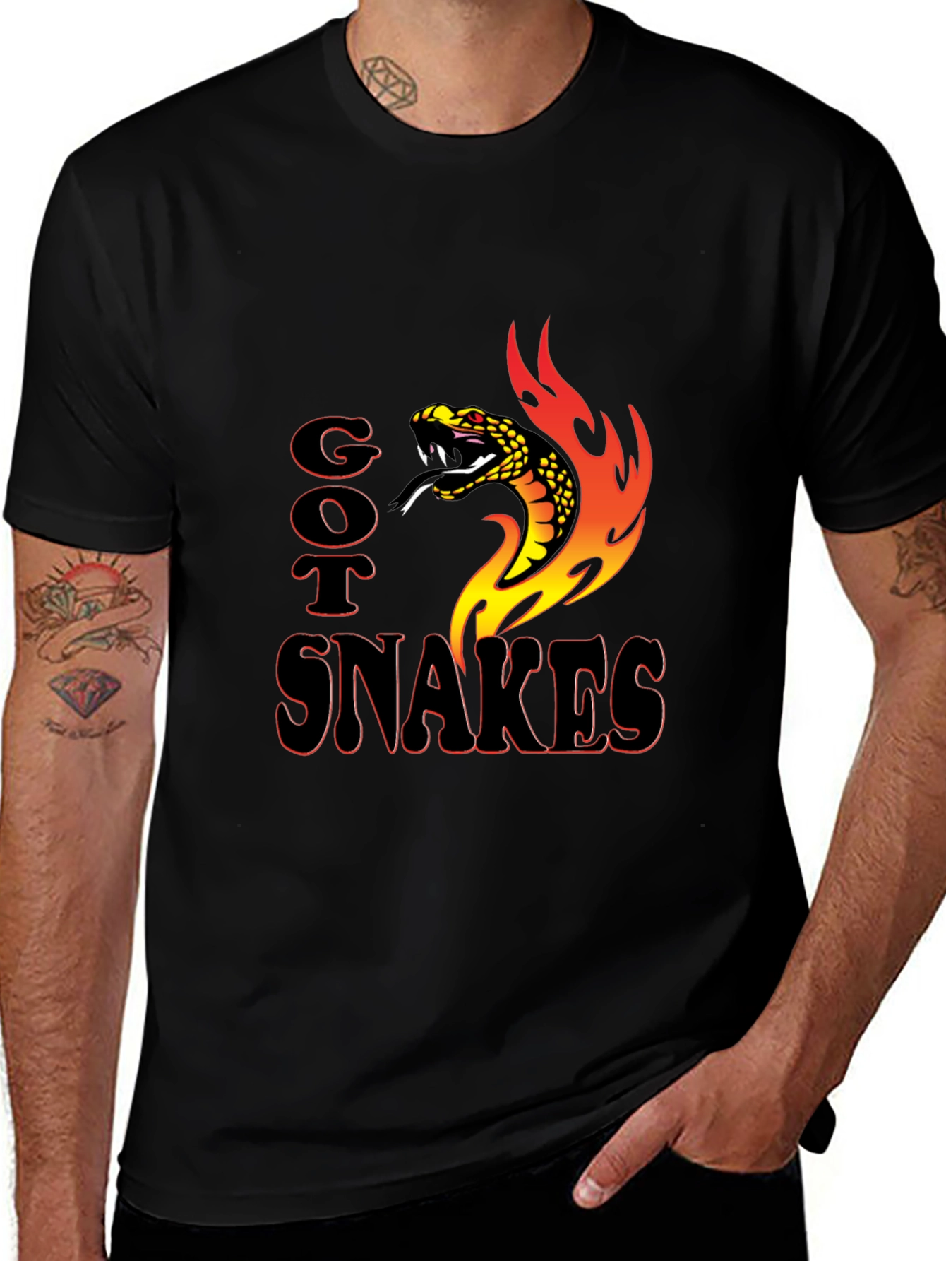 Variant 3 of Got Snakes T-Shirt Snake & Flames Graphic