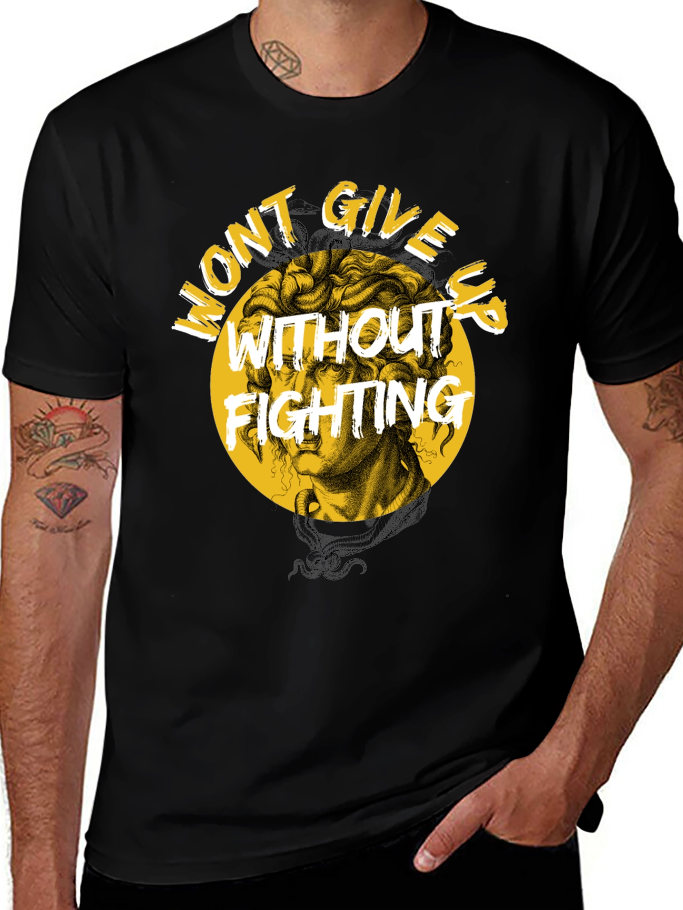 Variant 6 of Won't Give Up Fighting Black Graphic Tee