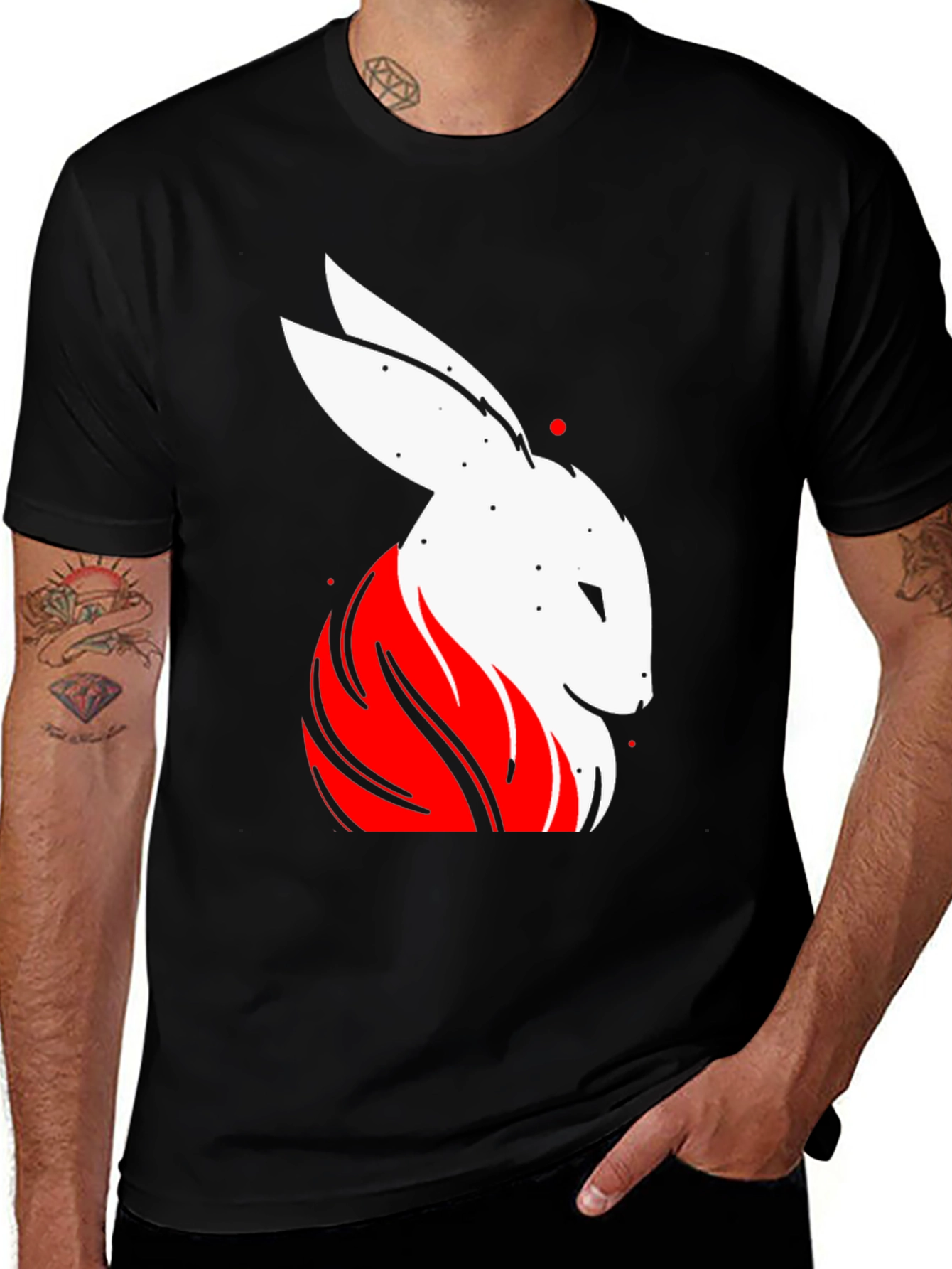 Variant 25 of Rabbit Graphic Tee - Black Cotton T-Shirt
