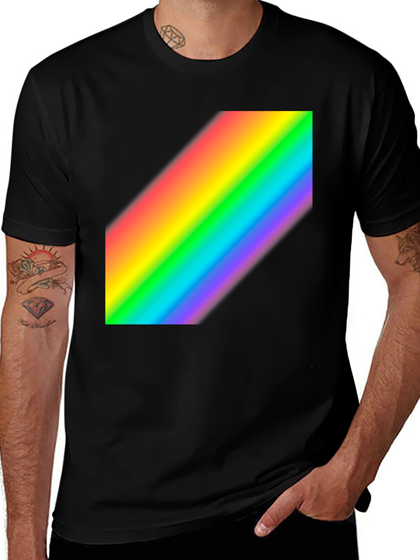 Variant 8 of Rainbow Stripe Black T-Shirt
