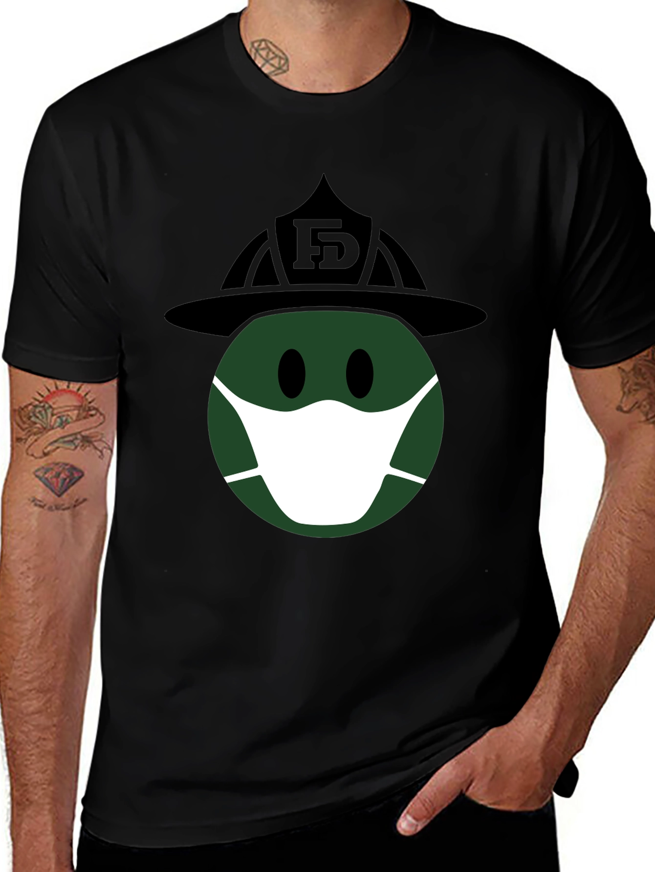 Variant 22 of Firefighter Smiley Face Masked T-Shirt