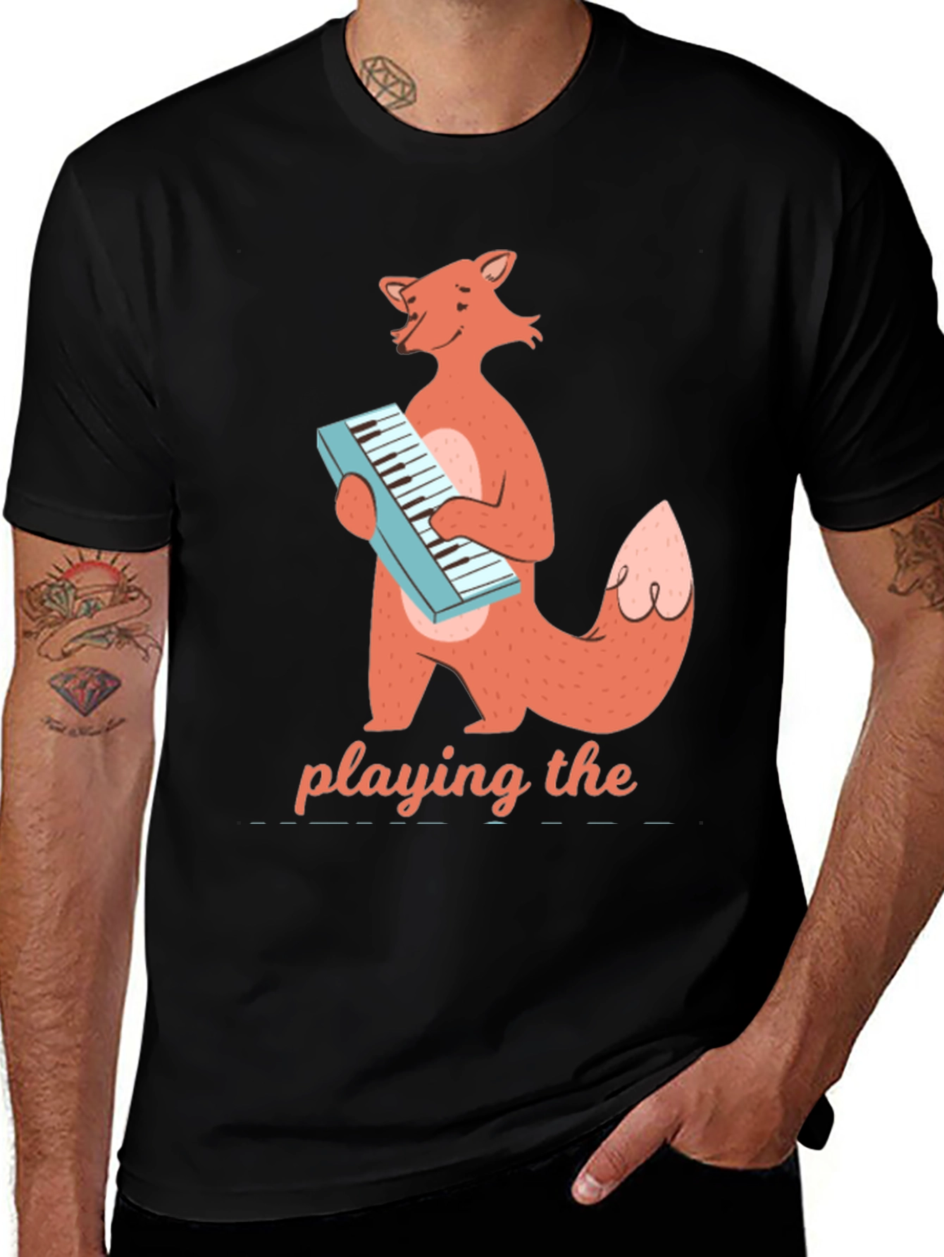 Variant 24 of Fox Playing Keyboard T-Shirt - Cute Animal Music Tee