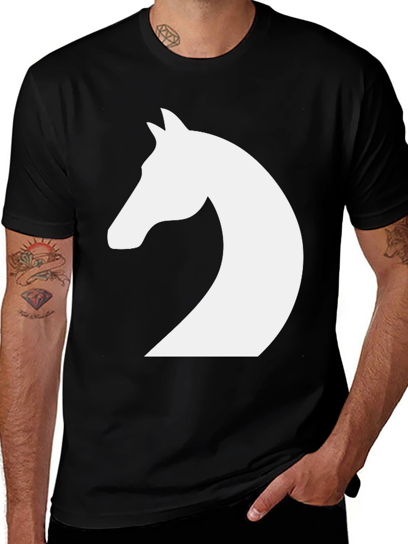 Variant 14 of Horse Head Graphic Tee - Black