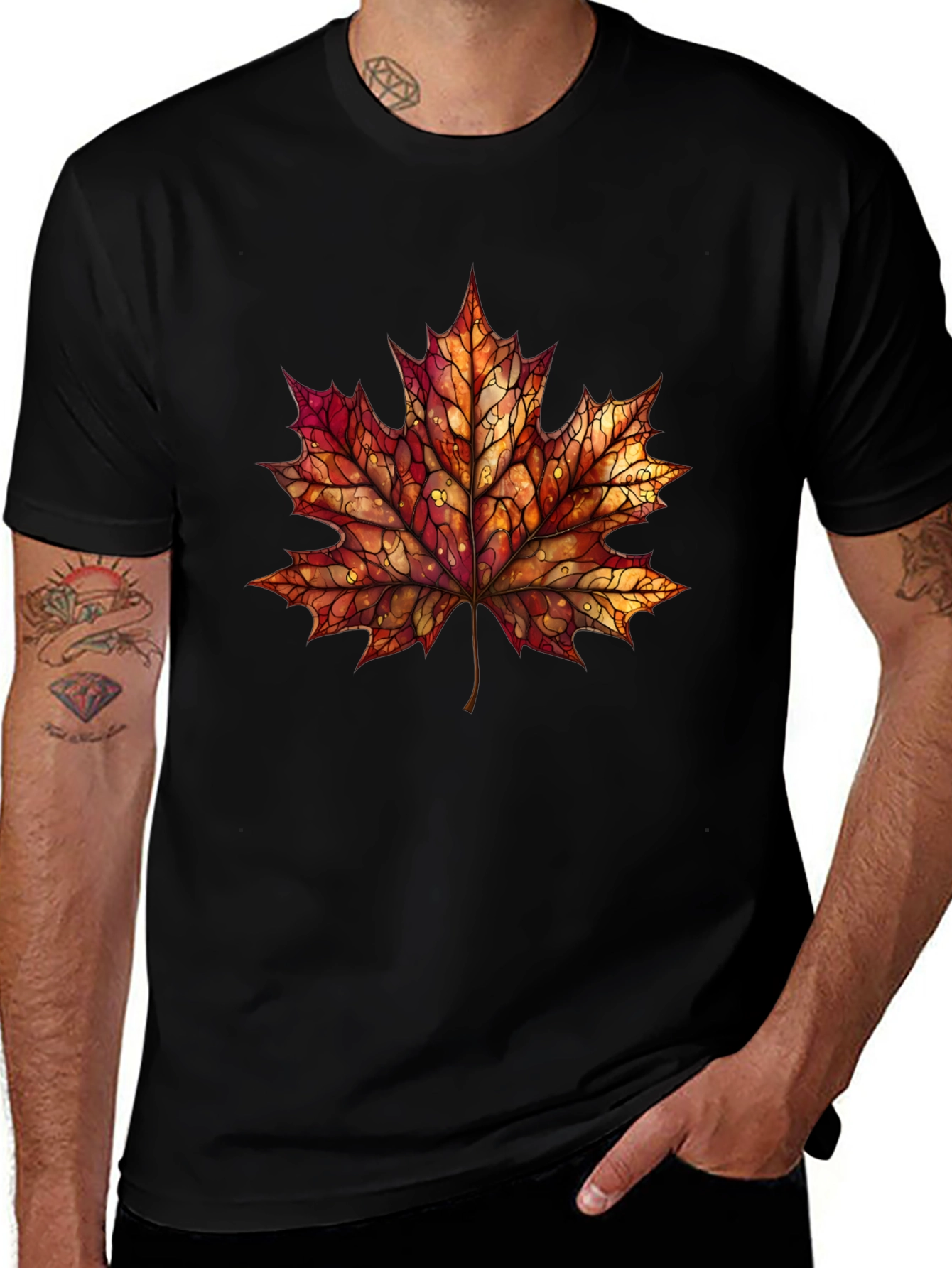 Variant 2 of Autumn Maple Leaf T-Shirt - Fall Colors