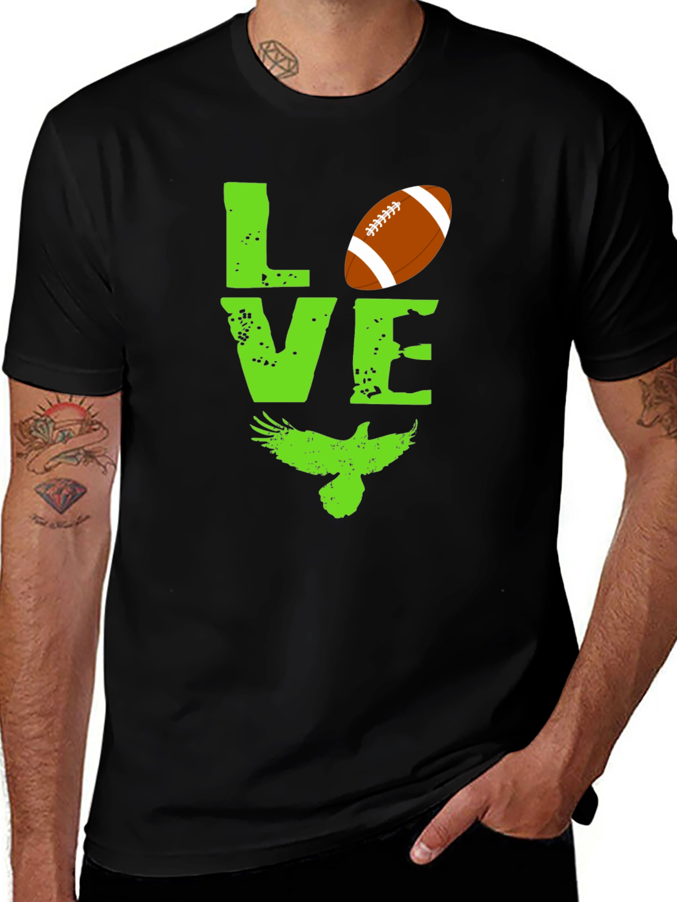 Variant 25 of Love Football and Eagles Graphic T-Shirt