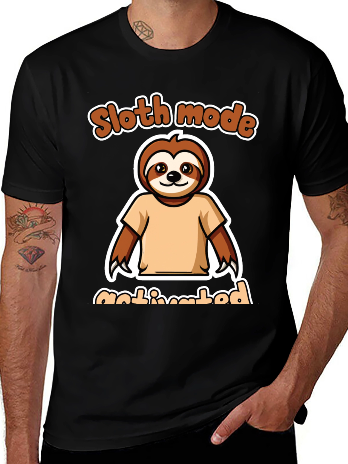 Variant 28 of Sloth Mode Activated Black Graphic Tee