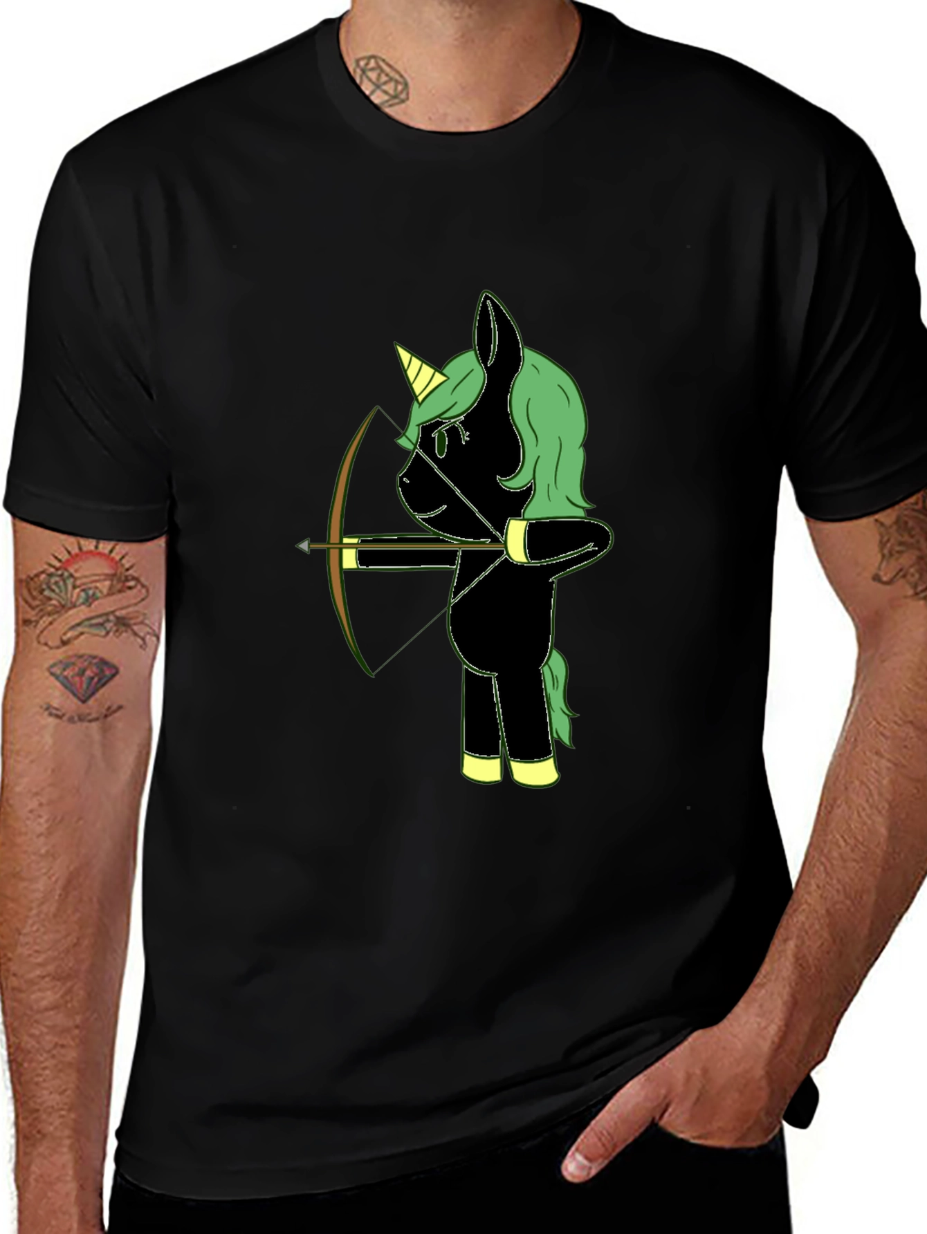 Variant 14 of Unicorn Archer Black T-Shirt