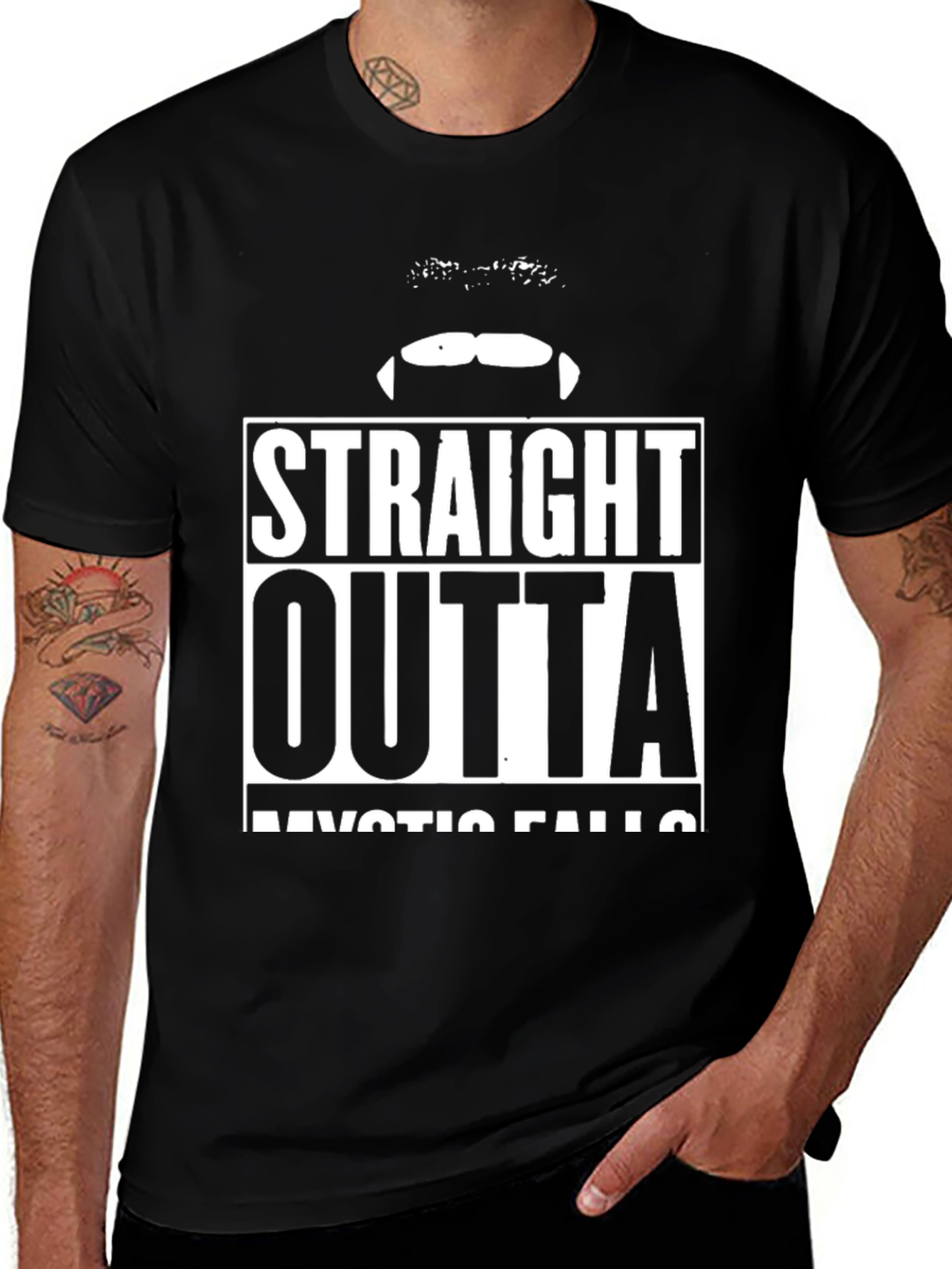 Straight Outta Mystic Falls T-Shirt - Vampire Humor Tee