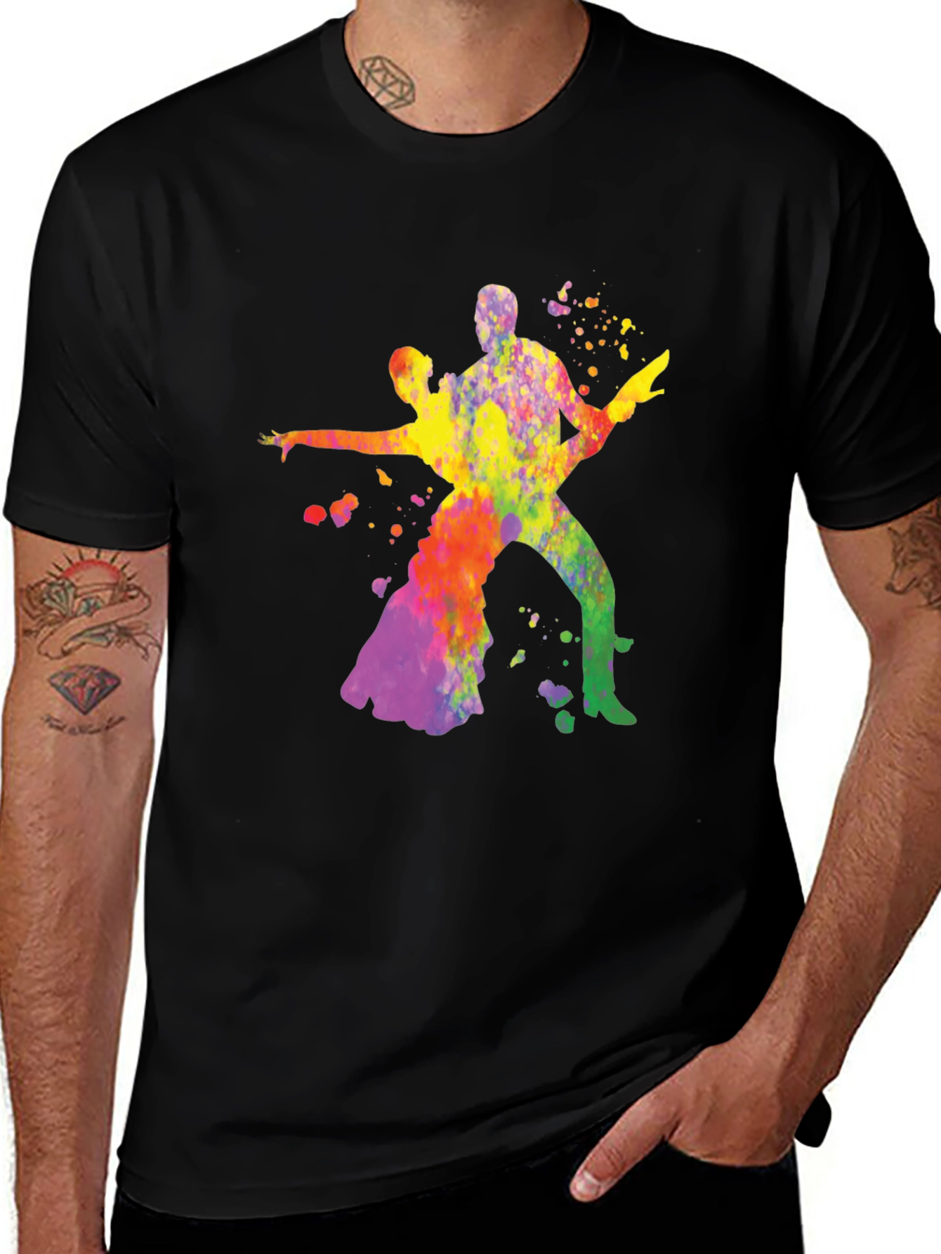 Black Vibrant Watercolor Dance Silhouette Tee main image