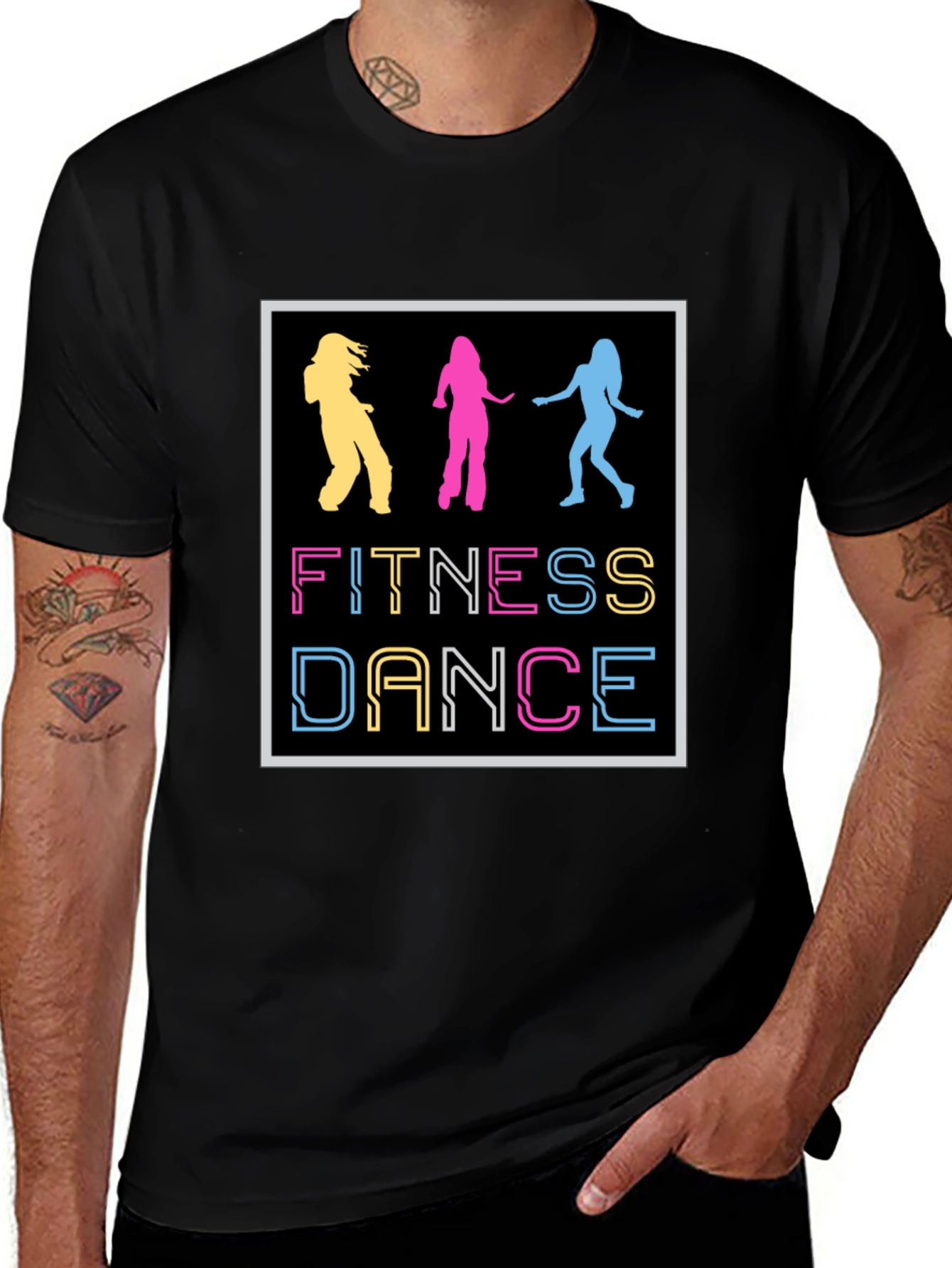 Black Fitness Dance Graphic T-Shirt main image