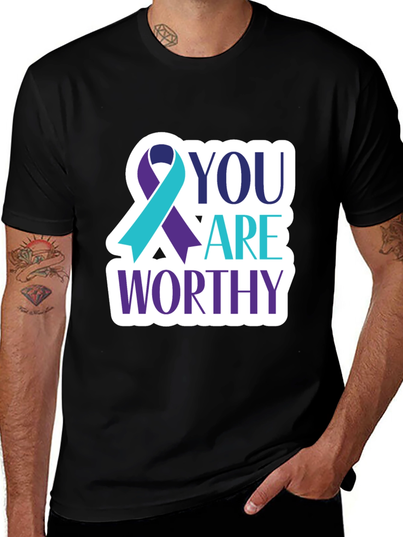 Variant 28 of You Are Worthy Graphic Tee - Mental Health Awareness Shirt