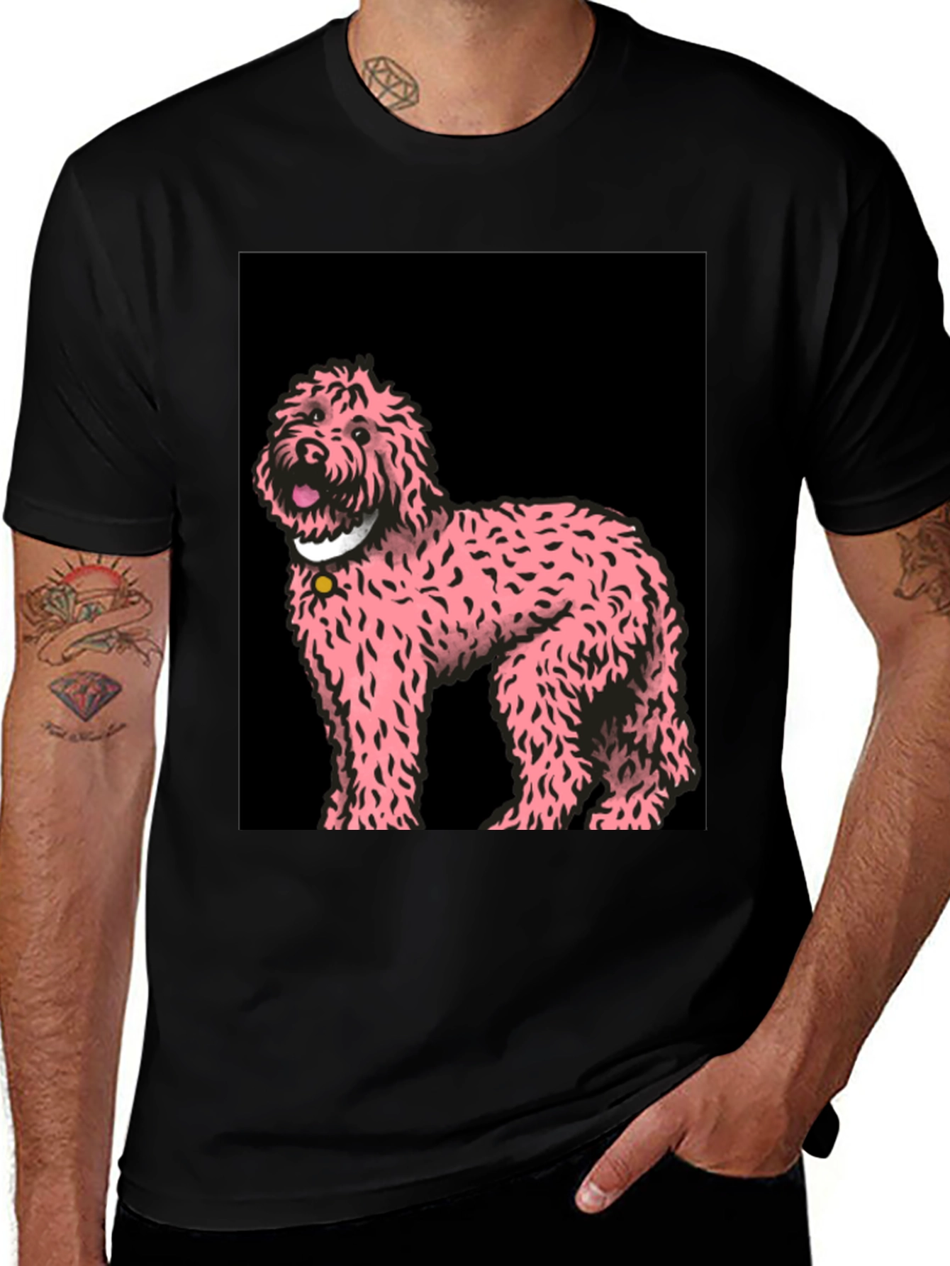 Variant 4 of Pink Doodle Dog Graphic Tee