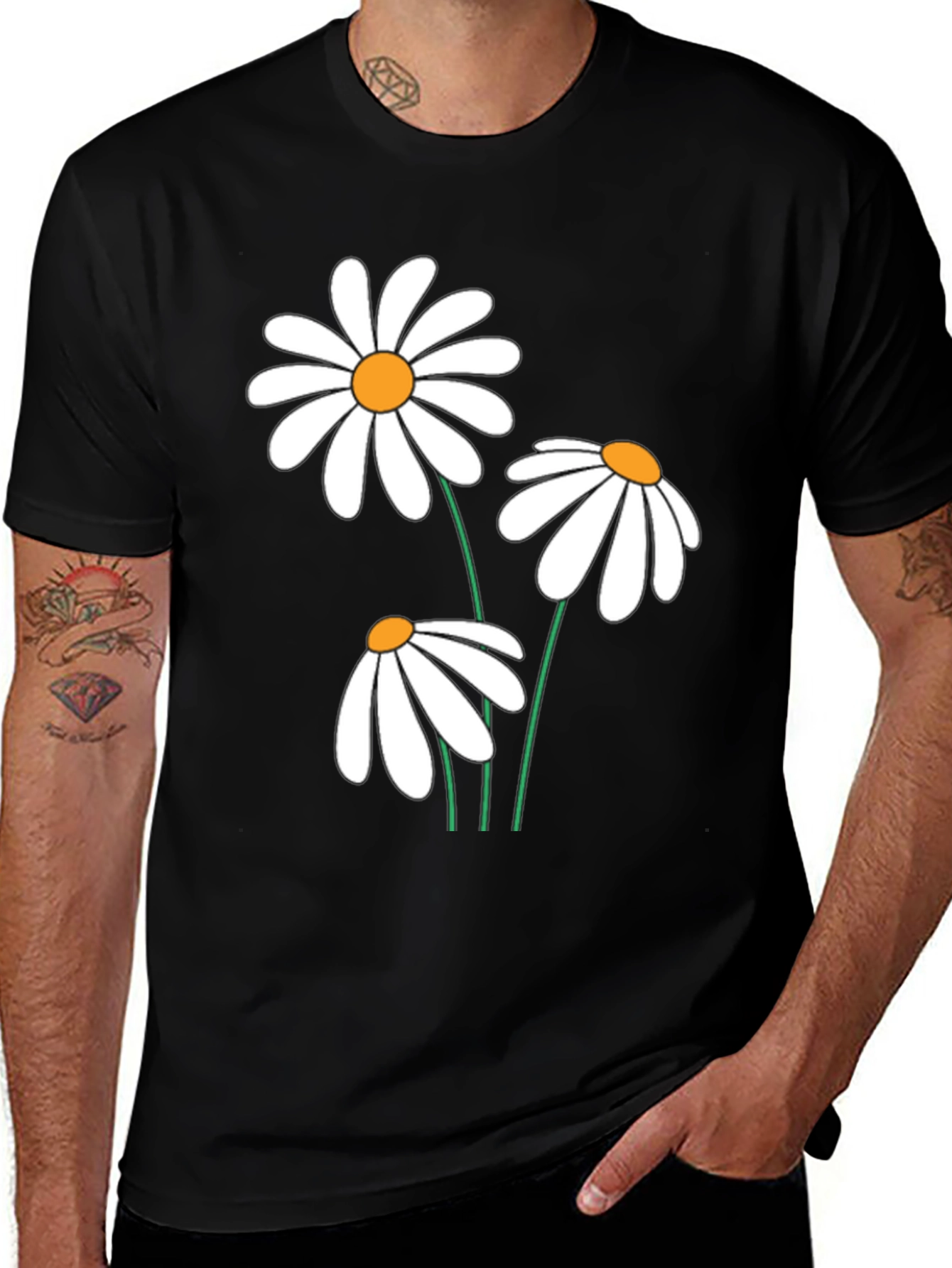 Variant 12 of Daisy Graphic Tee - Black Cotton Comfort