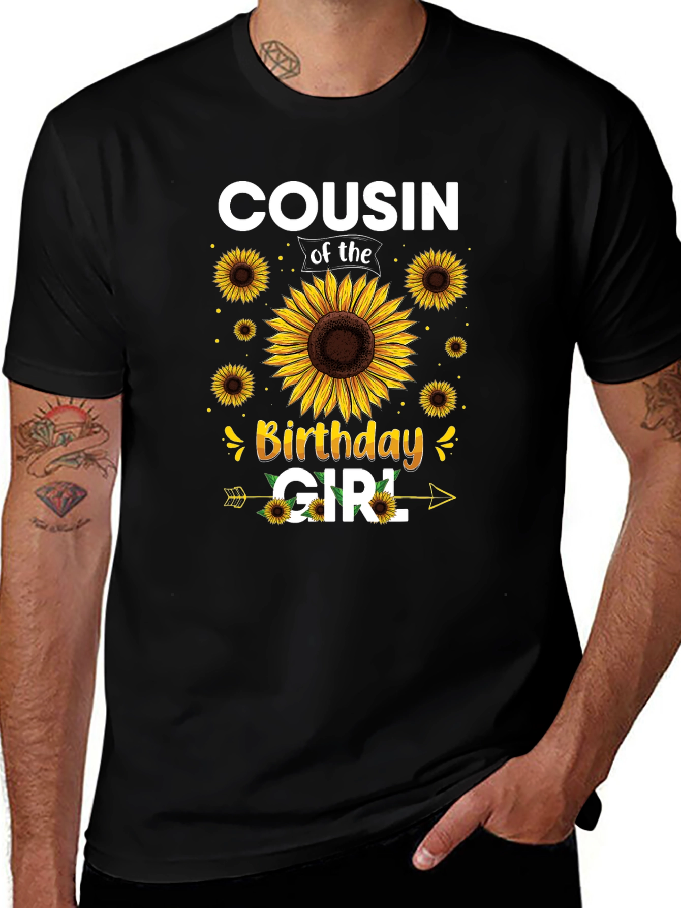 Variant 13 of Cousin of the Birthday Girl Sunflower Tee