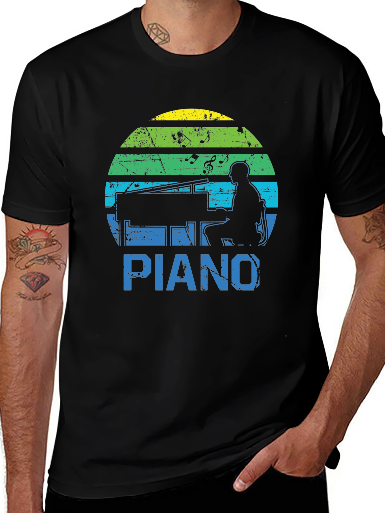 Variant 15 of Retro Piano Player Graphic Tee