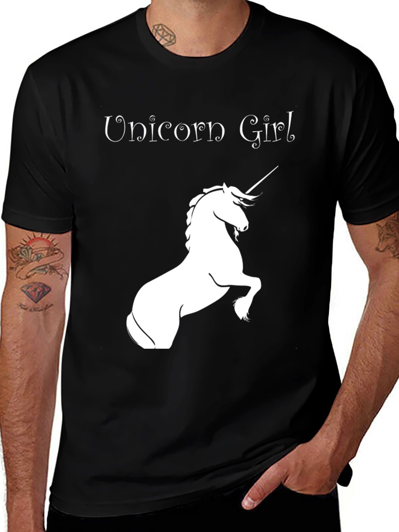 Variant 11 of Unicorn Girl Black Graphic Tee - Men's