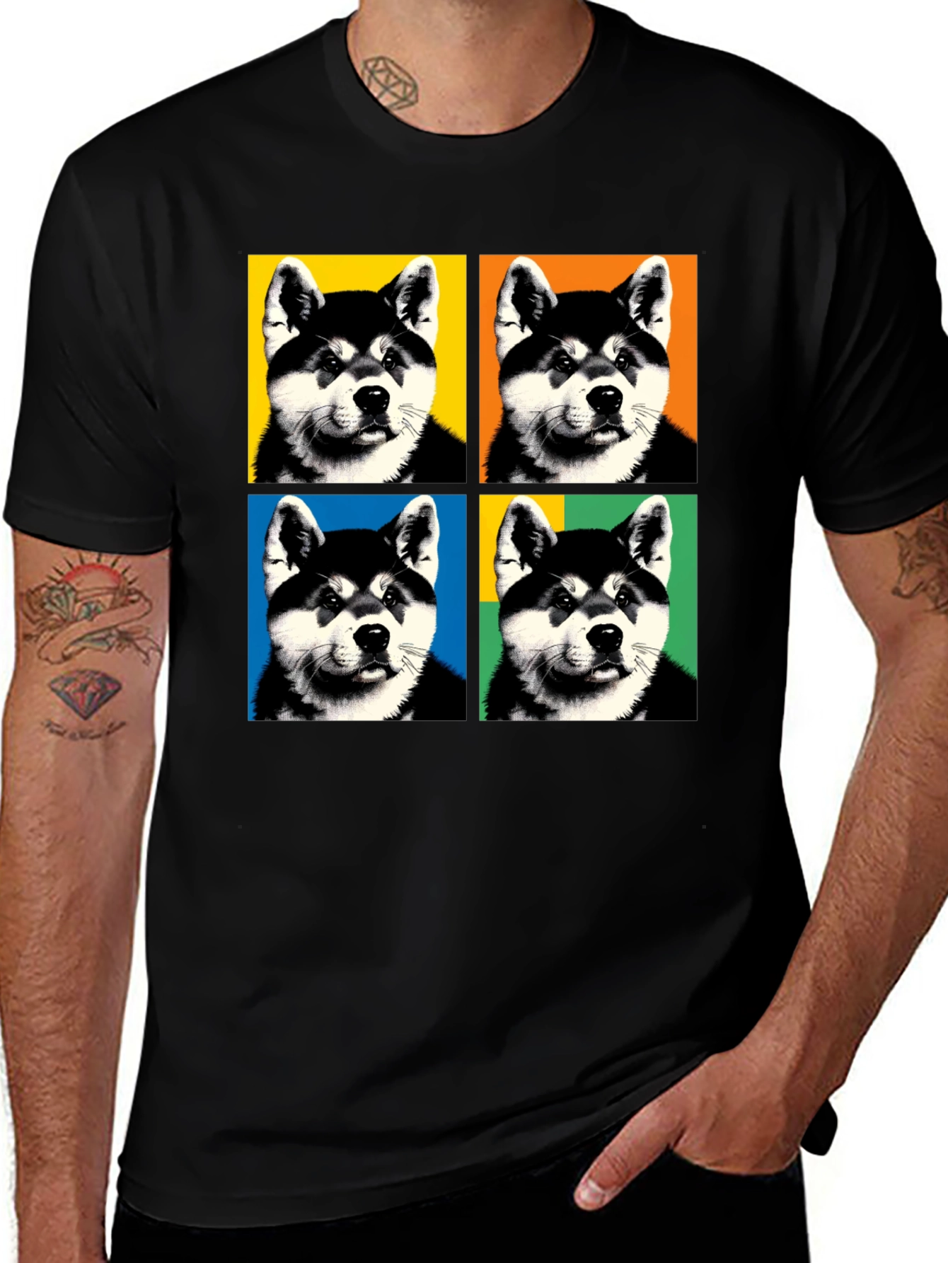 Variant 14 of Pop Art Dog Graphic Black T-Shirt