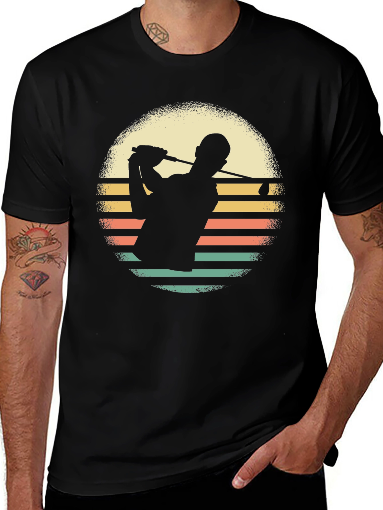 Variant 27 of Retro Golfer Silhouette Graphic Tee