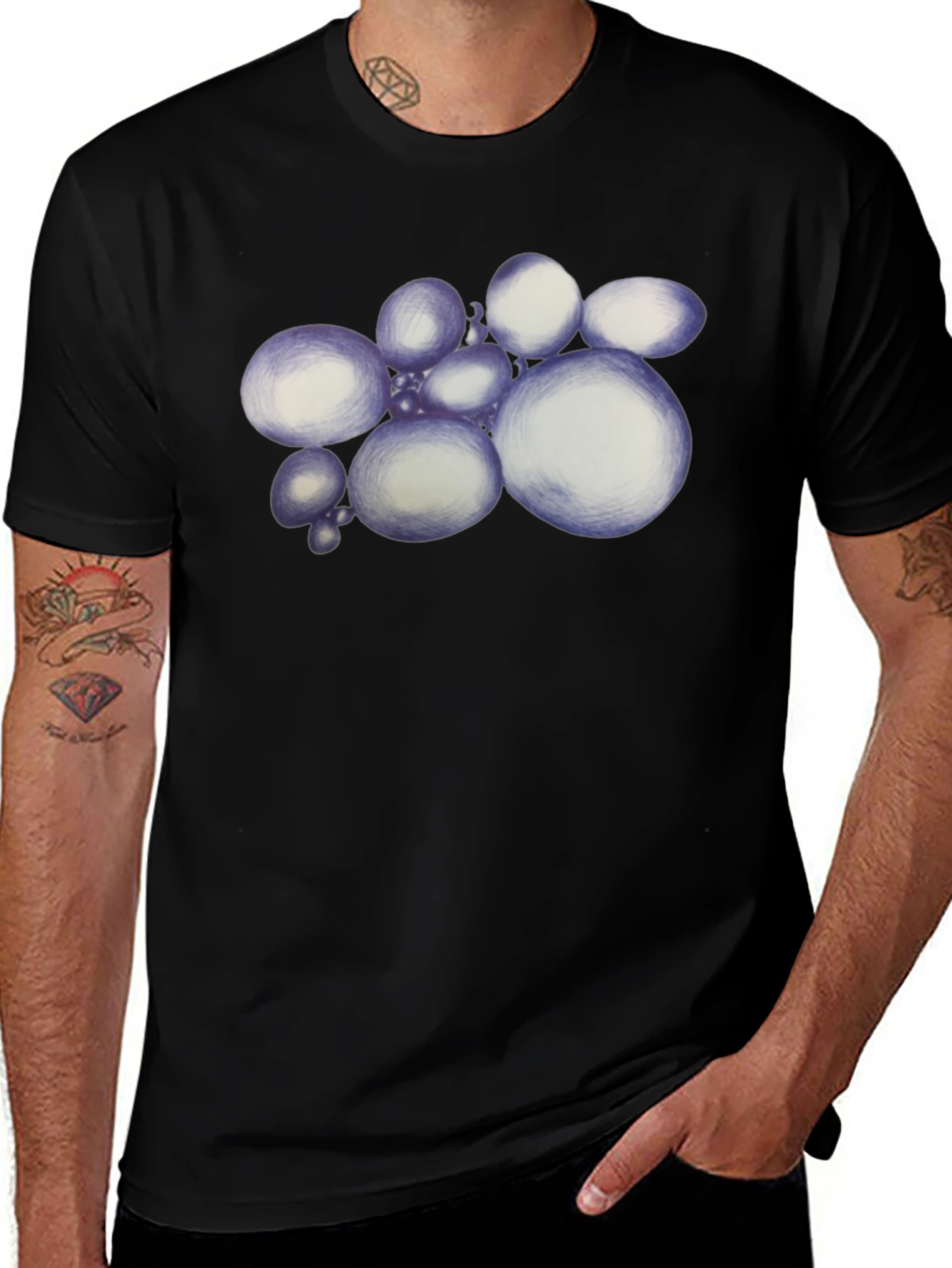 Variant 7 of Abstract Spheres Graphic Black T-Shirt